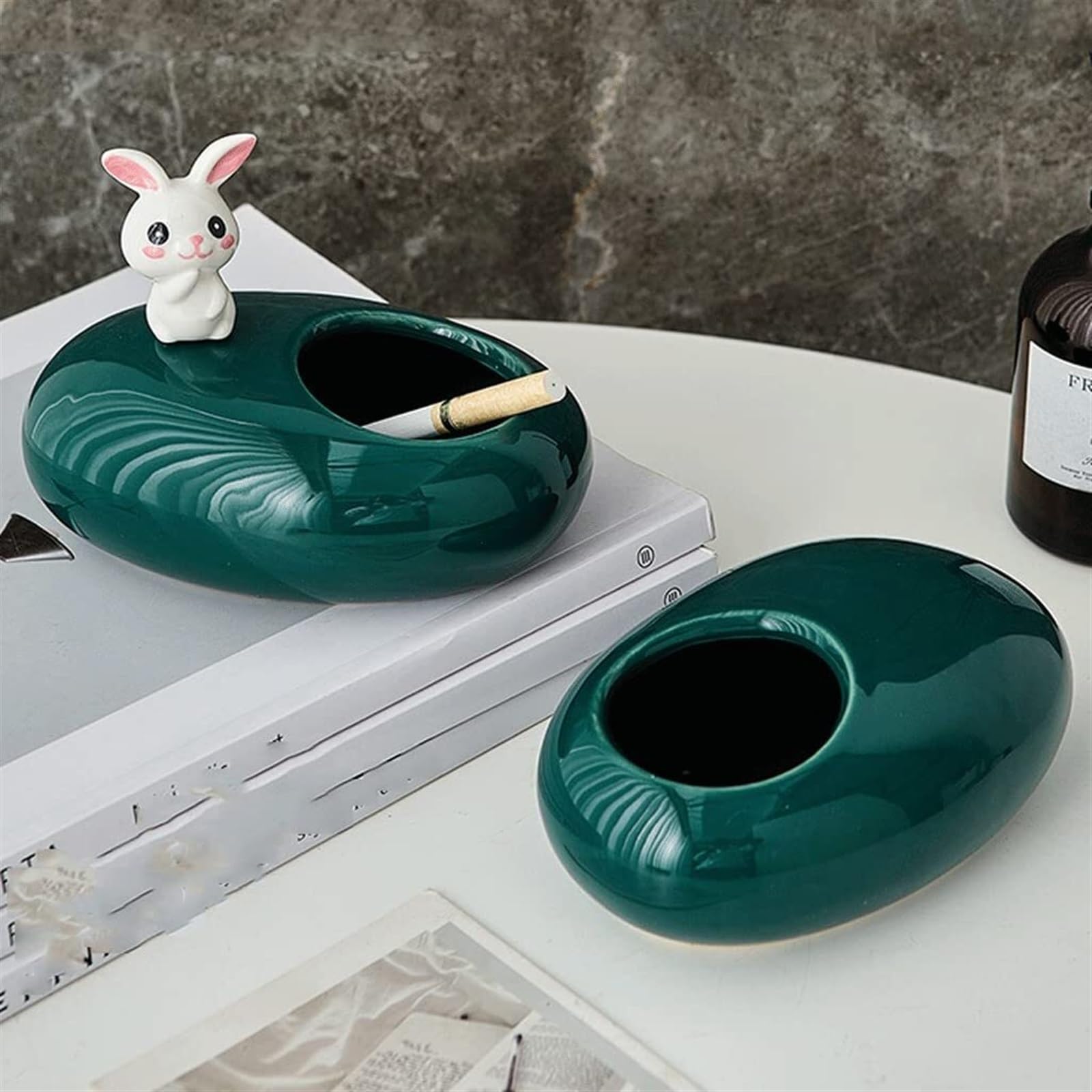 Popielniczka Stołowa, Elegancka Kreatywna Ceramiczna Popielniczka Anty-muchowa Popielniczka Do Cygar Do Użytku Wewnątrz Popielniczka do Baru(Green-a)