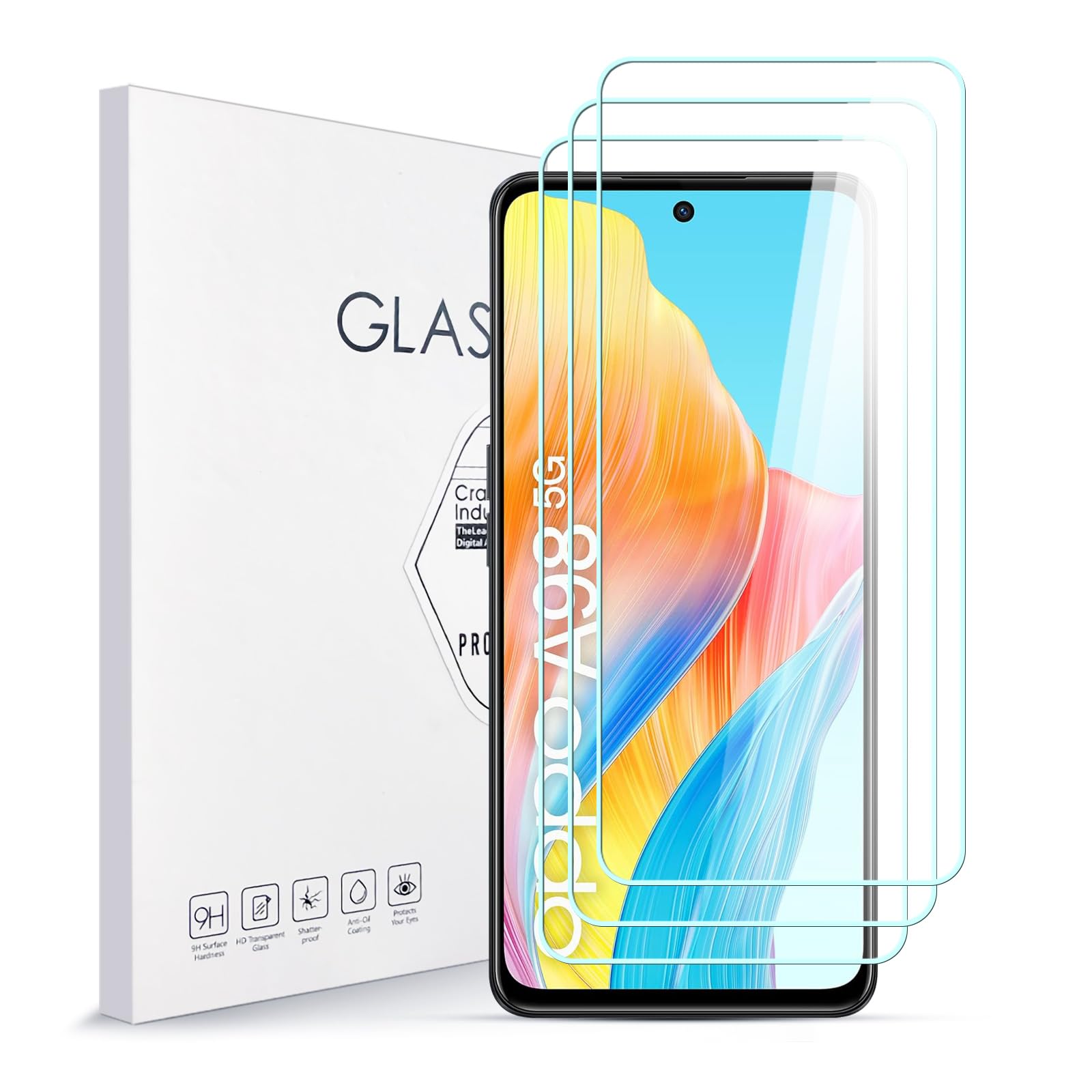 AOKUMA [2 Pezzi Pellicola Vetro Temperato Per OPPO A98 5G/A1 Pellicola Protezione,Durezza 9H,Antiurto Antigraffio E Anti-impronta - Foto 5