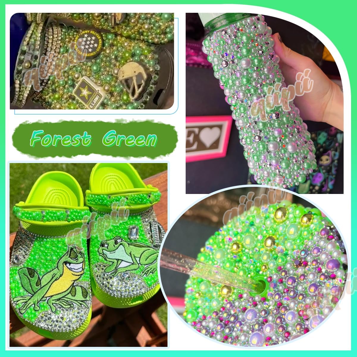 28 Types Green Flatback Pearls w B7000 Jewelry Glue for Bedazzling Crafting 3mm 4mm 5mm 6mm 8mm 10mm Flatback Colorful AB Half Pearls Charms for Nails Face Makeup Crafts Tumblers Bottles Shoes - Image 4