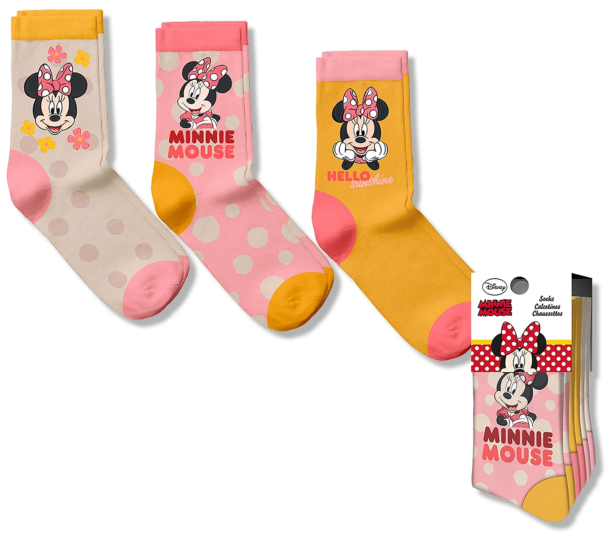 Srv Hub Girls Minnie Mouse Srv Hub® Pack Of 3 Slipper Socks, Kids Socks And Toddlers Socks (Uk 9-11/ Eu 27-30, )