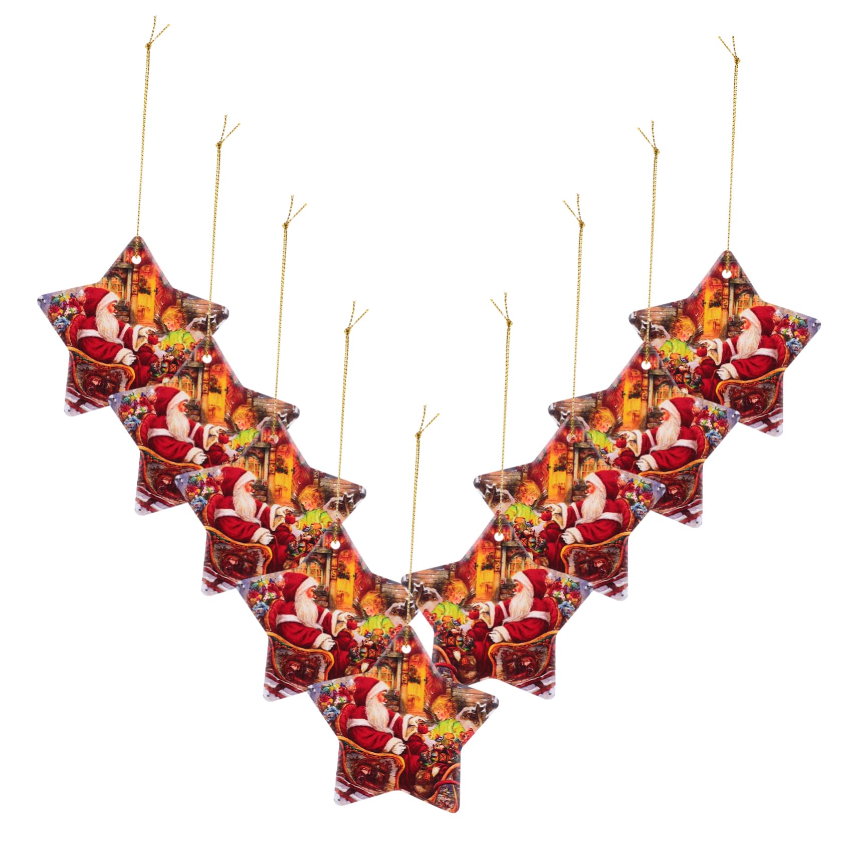 Didiseaon 10pezzi Ornamento Strega di Natale in Ceramica Forma di Stella Pendenti per Albero di Natale Decorazione Appesa per Albero