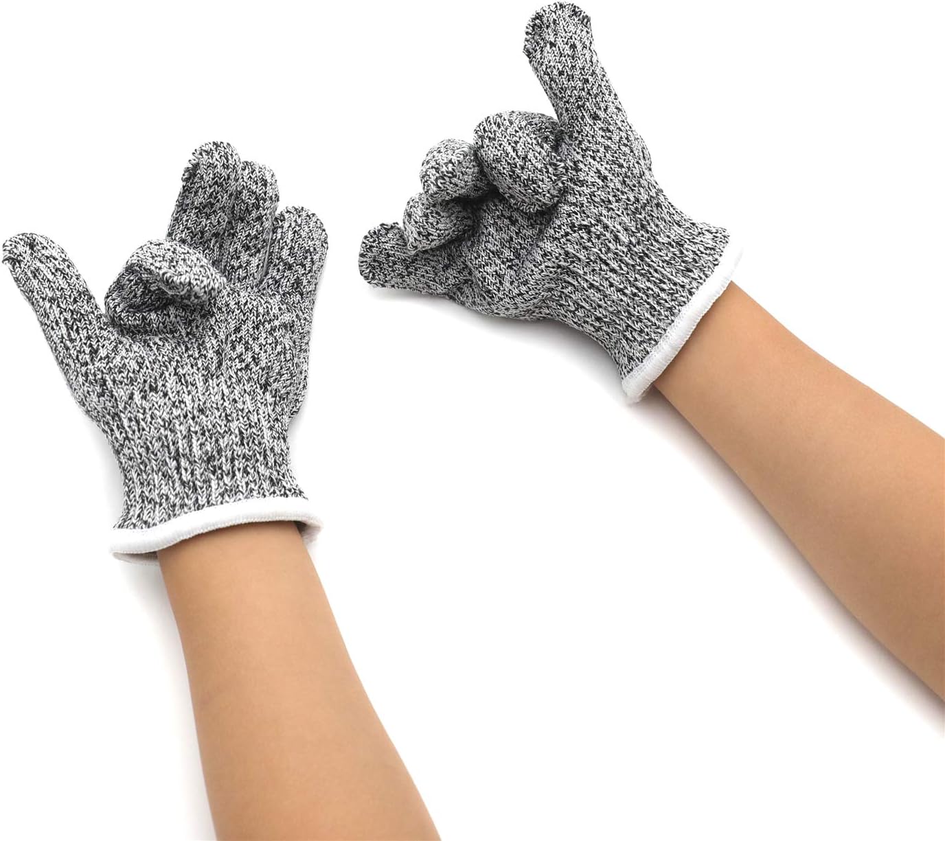 HTTMT- 10Pair XS 8-12yr Kid Cut Resistant Gloves High Performance Level 5 Protection Food Grade In/Outdoor [P/N: ET-TOOL032-XS X10-GRAY ]