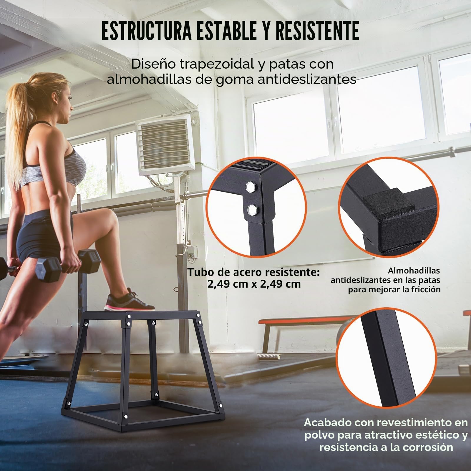 VEVOR Caja Pliométrica 458 mm Plataforma Pliométrica antideslizante Carga 227 kg Caja de Salto Culturismo Fitness Crossfit para Entrenamiento Pliométrico Flexiones Sentadillas Gimnasio Hogar, Negro