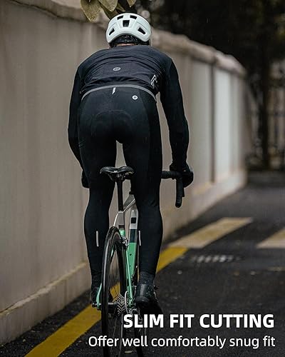 Miniatura 7 de ROCKBROS Pantalones con pechera de ciclismo para hombre, acolchados, térmicos, para invierno, largos, para clima frío