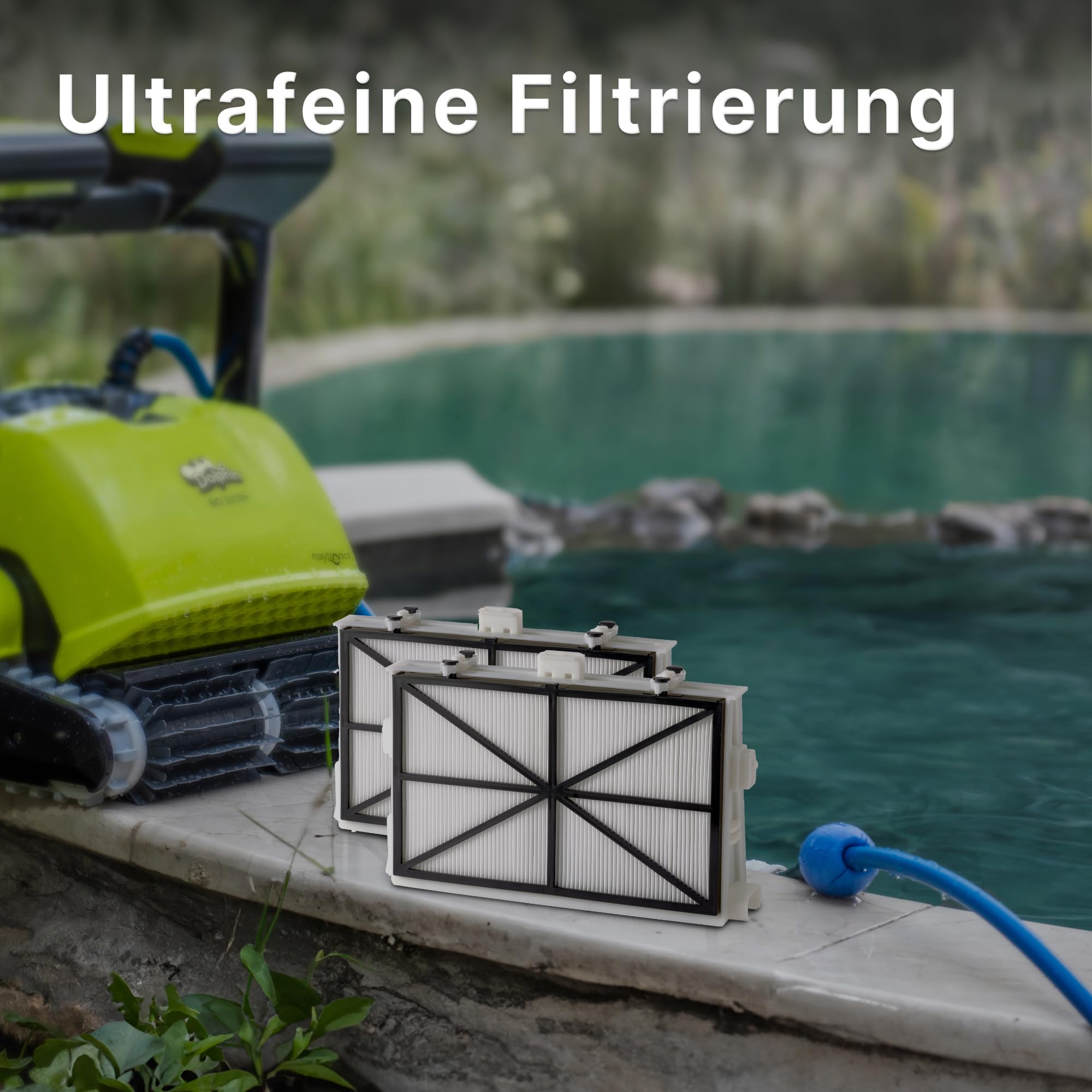Dolphin Bio Suction Automatischer Poolreiniger Poolroboter mit Kabel - Boden, Wasserlinie und Wandreinigung, Eingelassene Pools bis zu 15 m, Wasserpflege