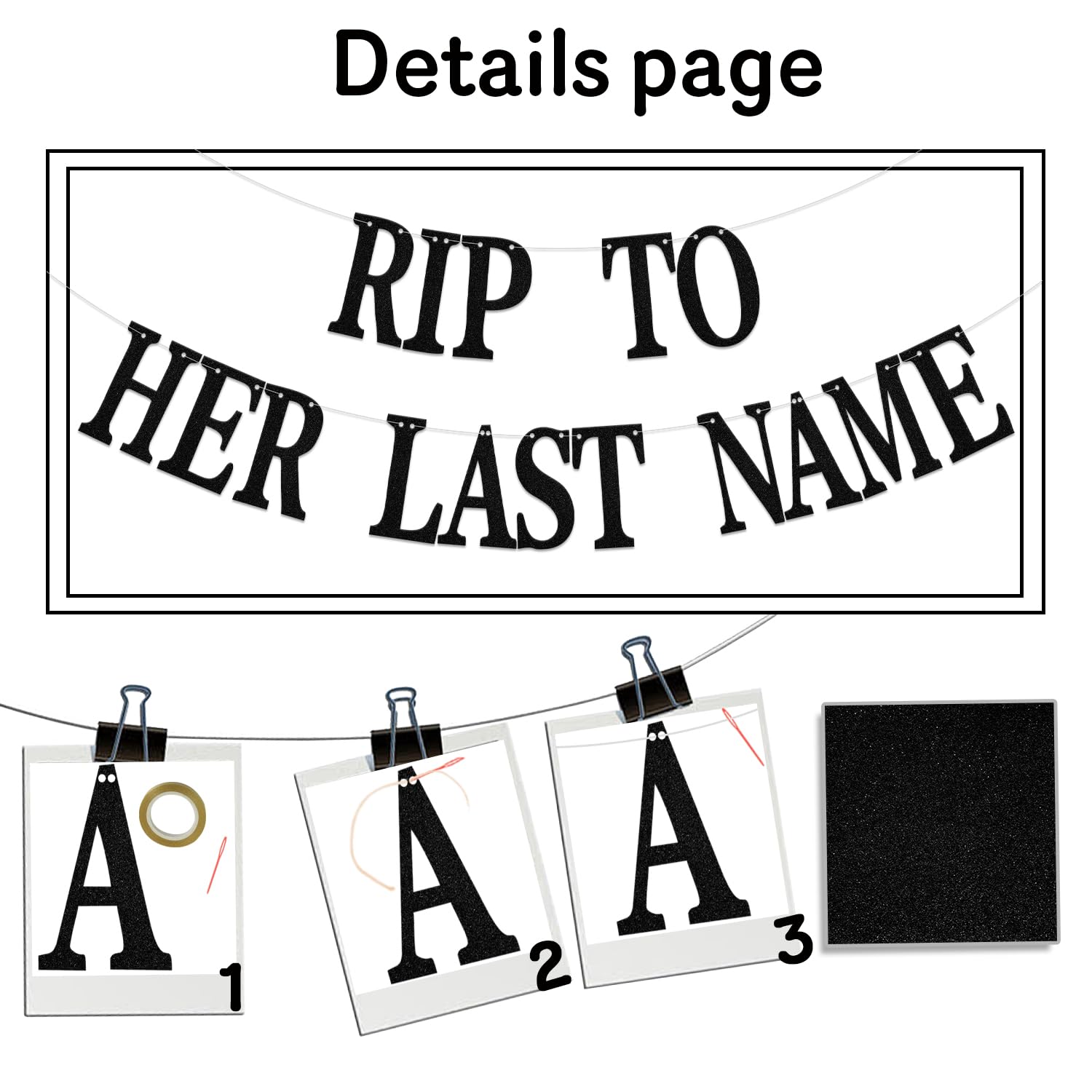 Rip To Her Last Name Banner, Bride Or Die Bachelorette Bridal Shower Party Decoration,Engagement Wedding Party Supplies Black - Image 2