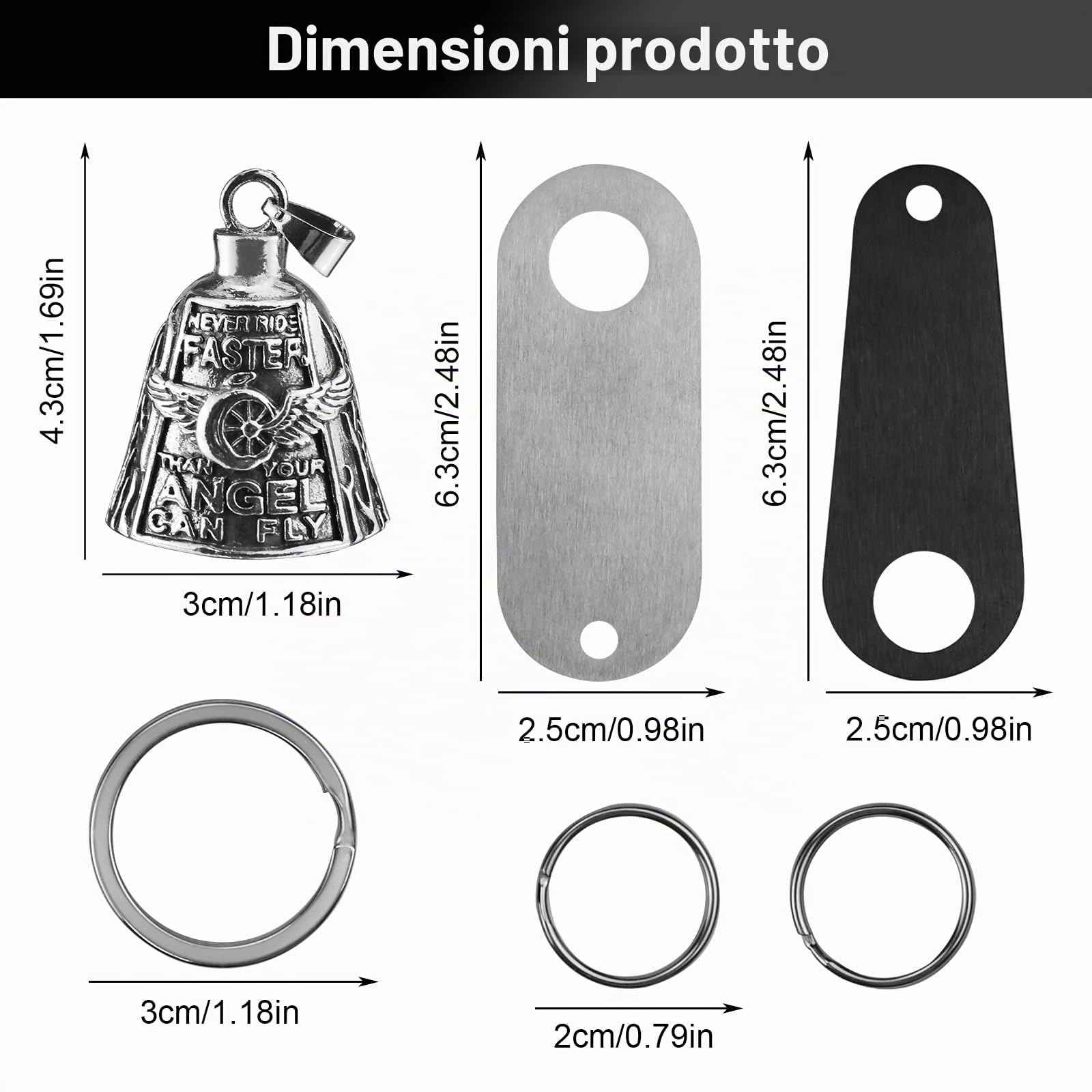 Guardian Bell Portafortuna Moto,Campanella Moto Guardian Bell Originale,Guardian Bell Moto,Campanella Moto Oleoso per Auto Elettriche Motos Biciclette Ecc (Argento)