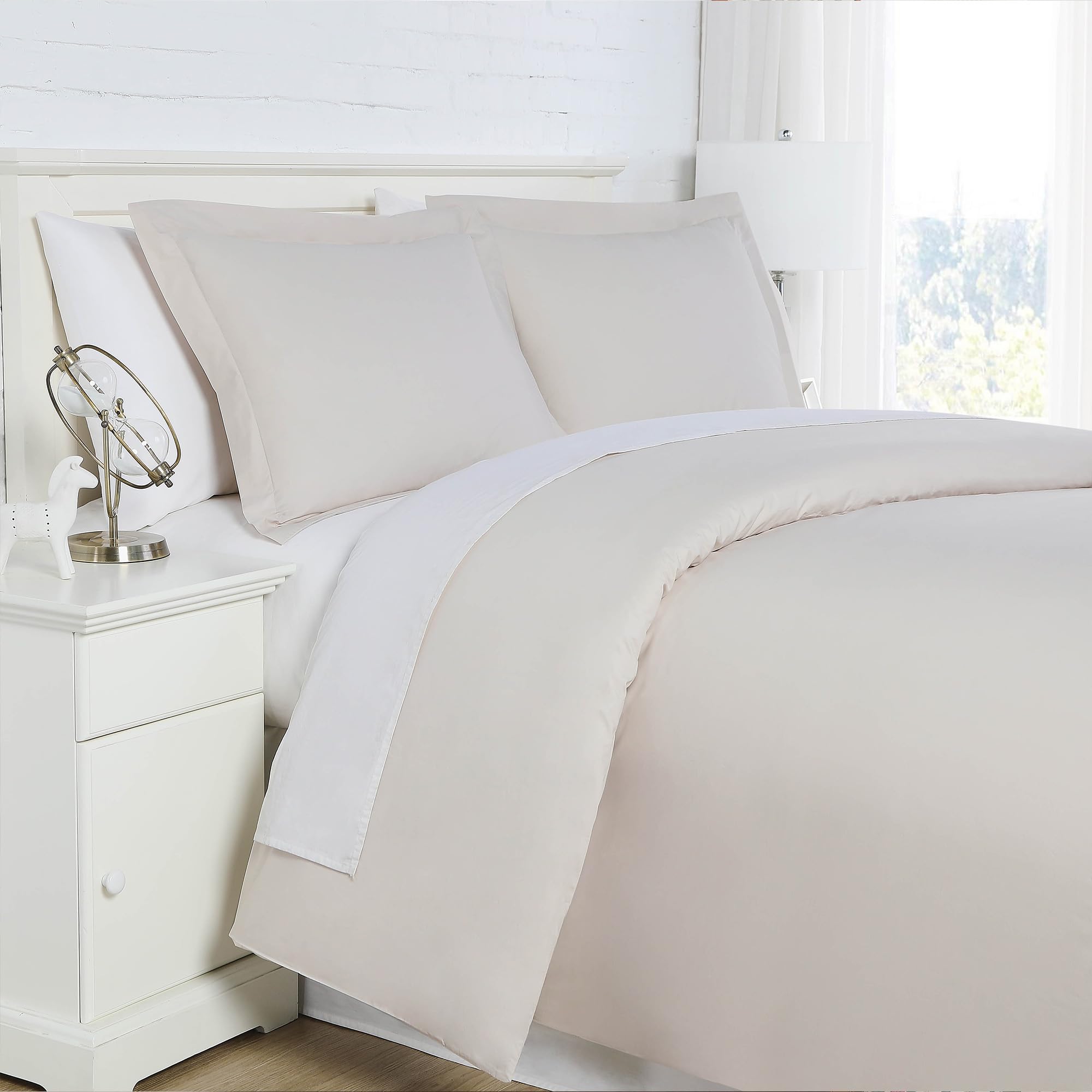 Southshore Fine Living, Inc. 100% Cotton Duvet Cover Queen Size - Luxurious Silky Soft Floral Bedding, 300 Thread Count Sateen, Bone
