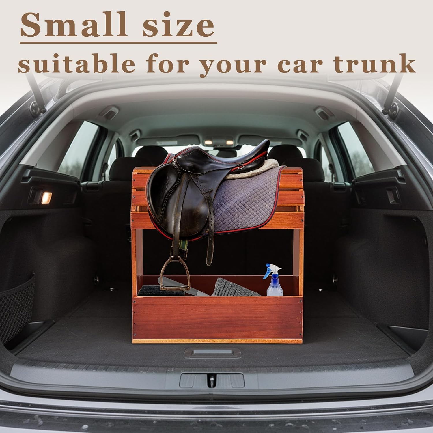 Eccliy Pine Wood Arched Saddle Rack Stand 20" x 12" x 20" Heavy Duty Portable Car Western Saddle Rack with Bottom Shelf Horse Tack Room Supplies Organization Display Saddles (Triangle)