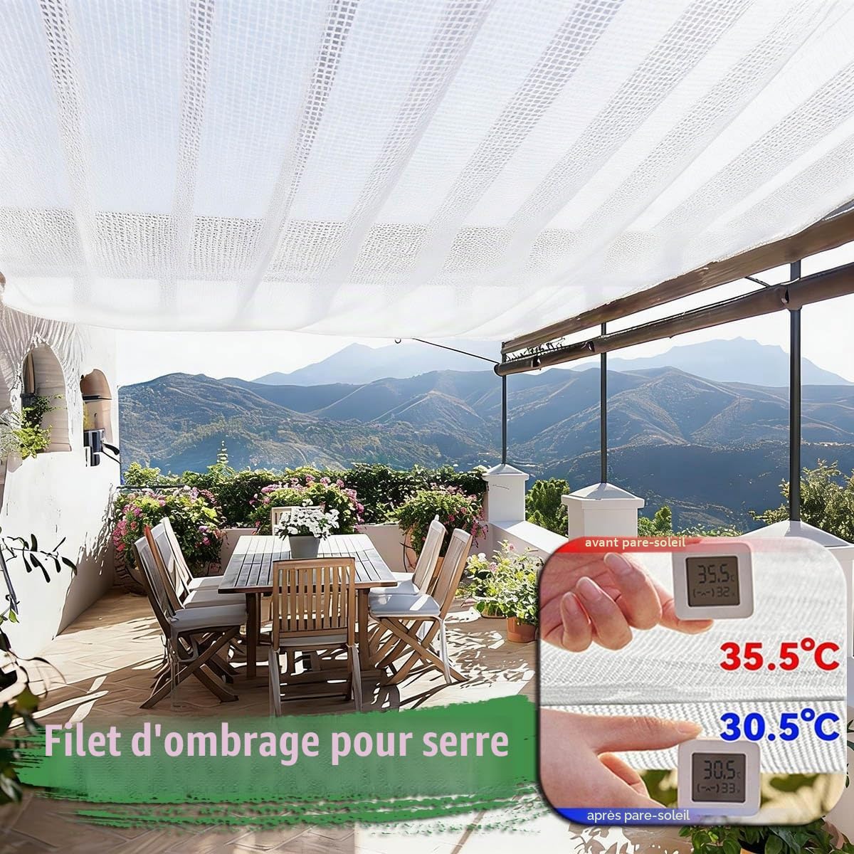 Filet D'ombrage Voile D'ombrage 50% Protection Solaire Tissu Blanc | Tissu D'ombrage, HDPE Toile d'ombrage, Thermique, pour Jardin Serre Pergola Extérieur Plantes(5x6m)