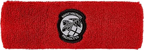 St. Michael - Diadema deportiva gruesa, color rojo religioso, suave y elástica, de poliéster, unisex, regalos o accesorios católicos, talla única, 7