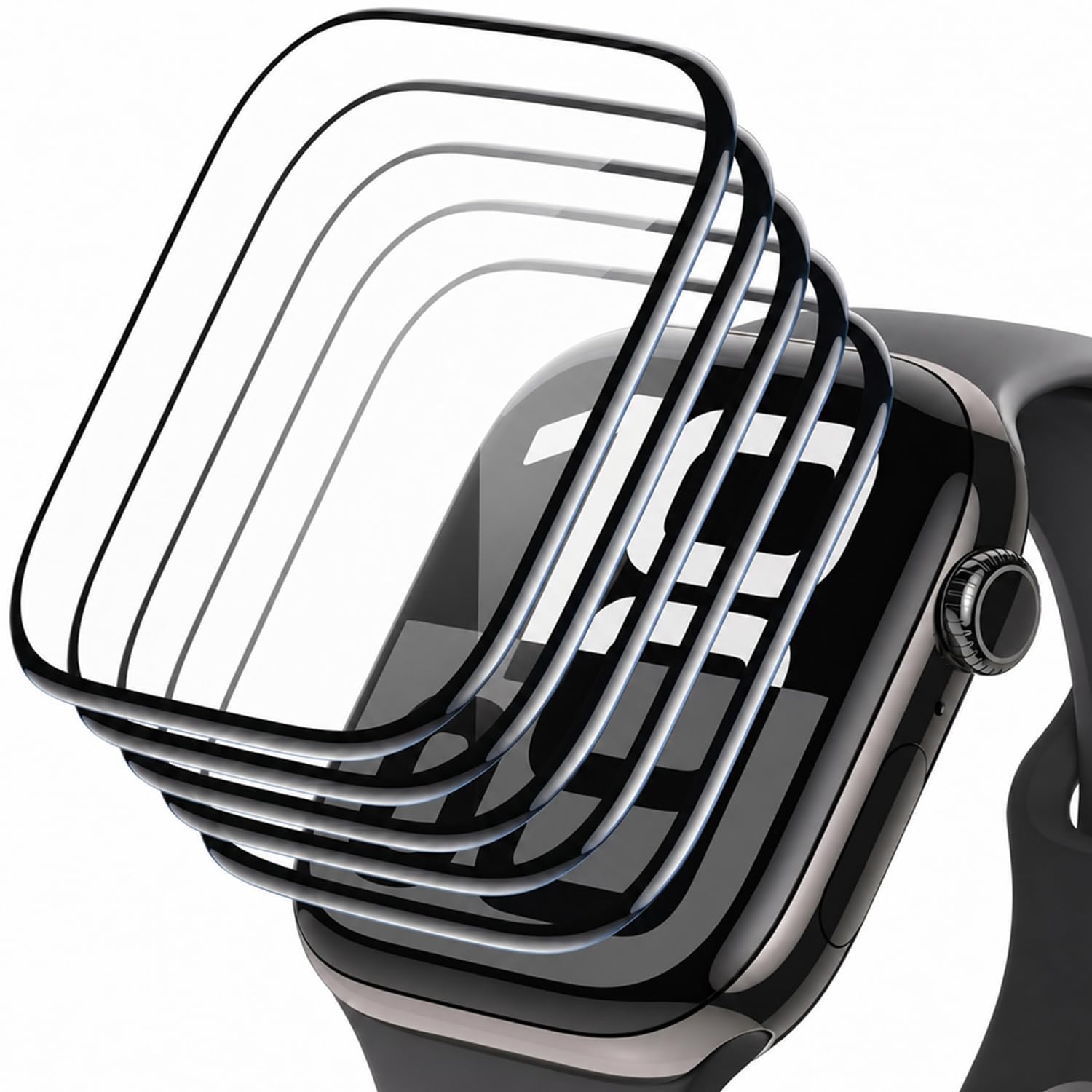 Jurqqer 5 Stück Schutzfolie für Apple Watch Series 11/10 46mm Displayschutz,[Einfache Installation][Touch-Präzision] Ultra-dünne Anti-Fall Kratzfeste Abdeckung Schutz für iWatch 46mm