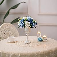 Vista 6 de BLOSMON Centros de mesa de bola de flores para mesa 2 piezas Centro de mesa de rosas artificiales Flores azul polvoriento Arreglo floral de seda