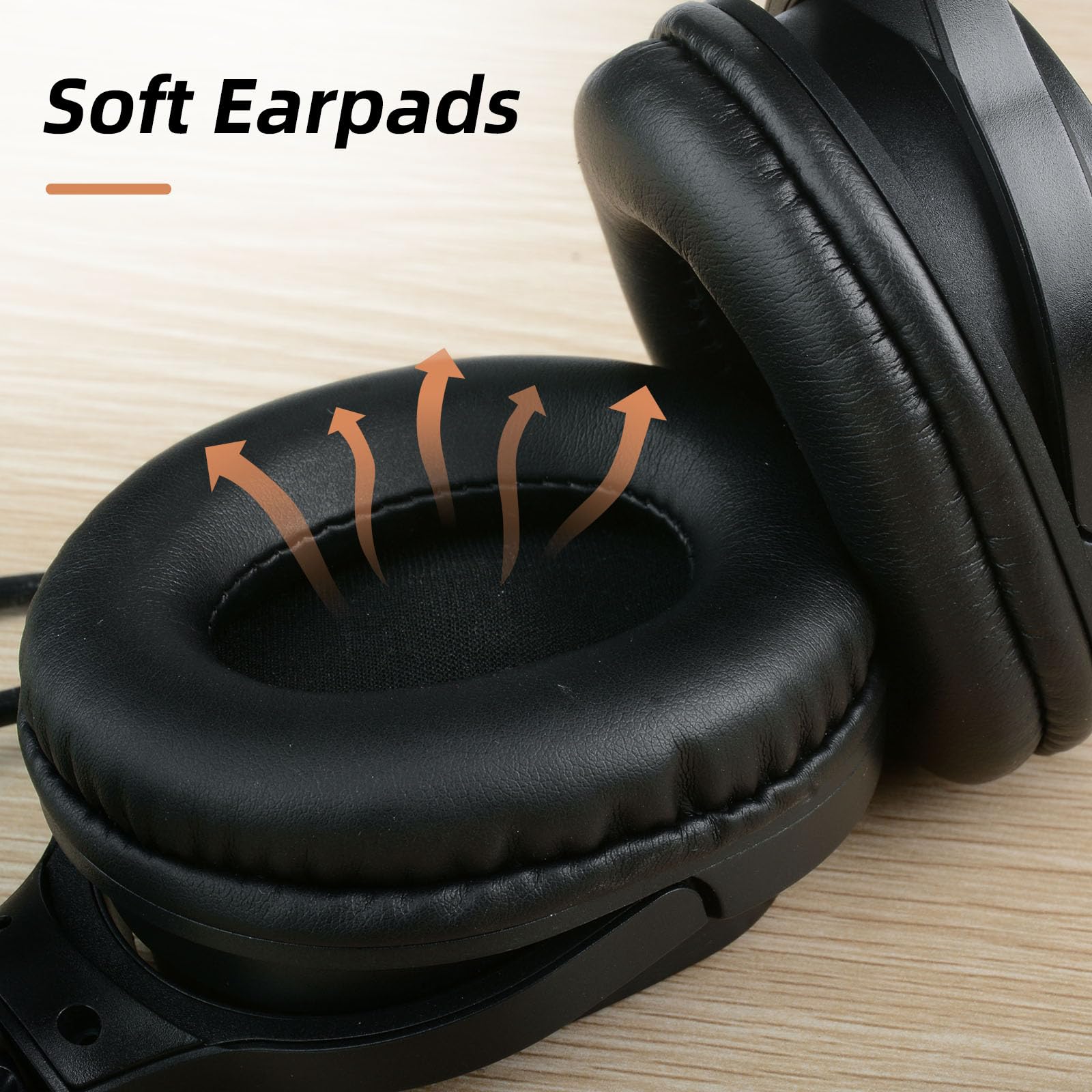 ibrain Casque USB C Air Tube Type C Airtube supra-auriculaire Headpohones Écouteurs Filaires Air Tube Écouteurs avec contrôle du volume – Noir