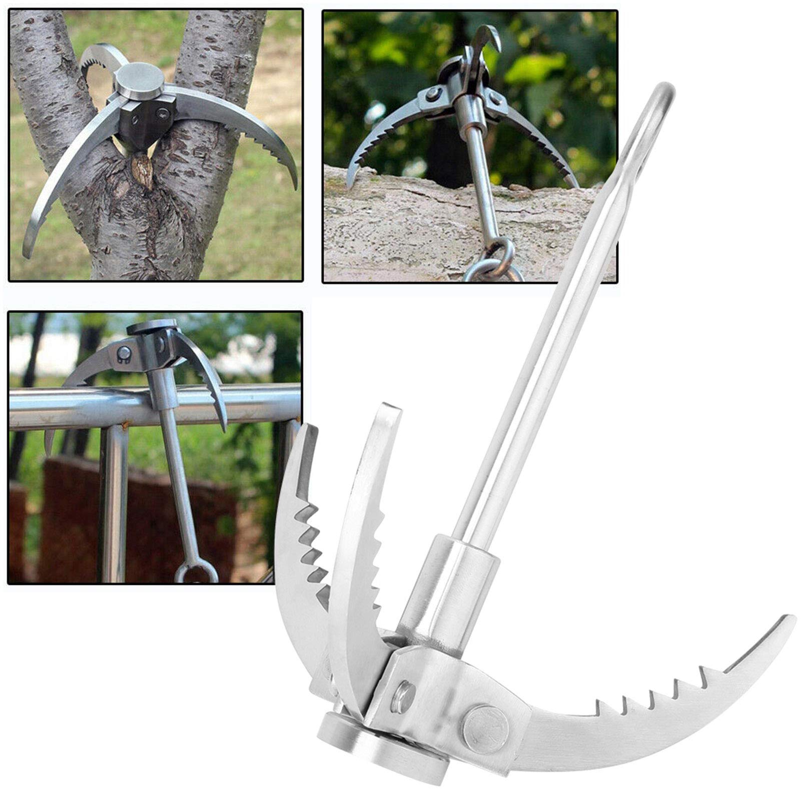 Edelstahl Kletterklaue,Greifhaken,Enterhaken Kletterhaken Wurfhaken 3 Klauen Edelstahl Klapphaken Outdoor Survival Edelstahl Kletterhaken Outdoor Camping Wandern Baumklettern