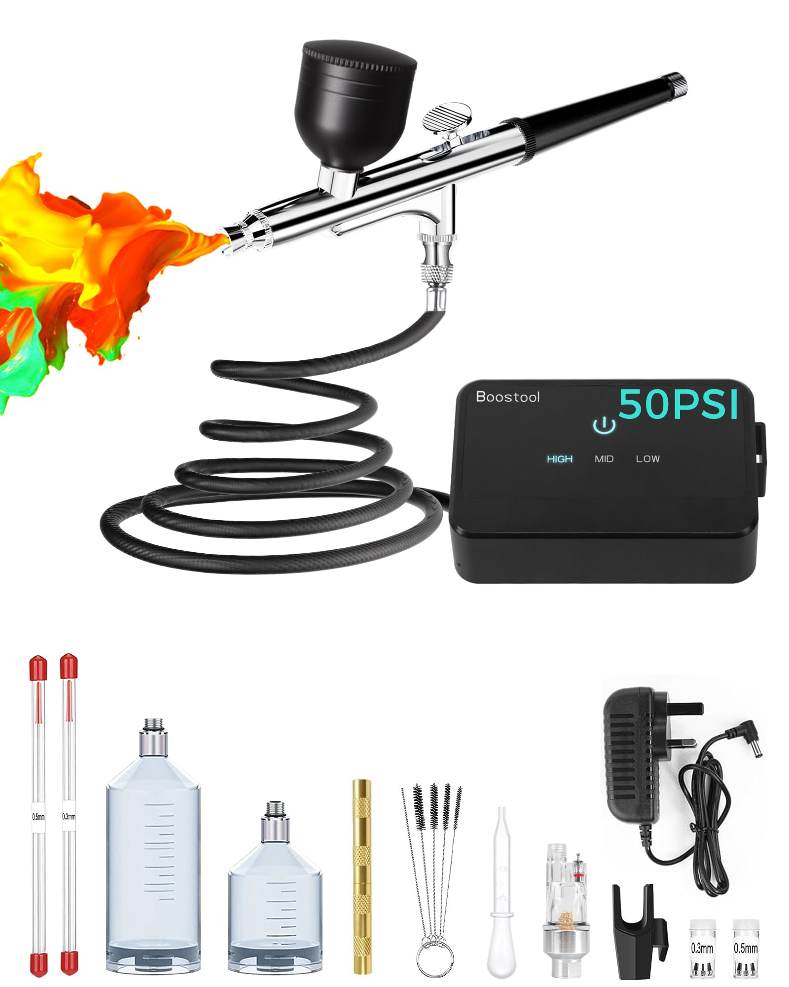 High Pressure 50 PSI Portable Airbrush Kit with Air Compressor for Makeup and Painting
| Professional Airbrush Gun Set