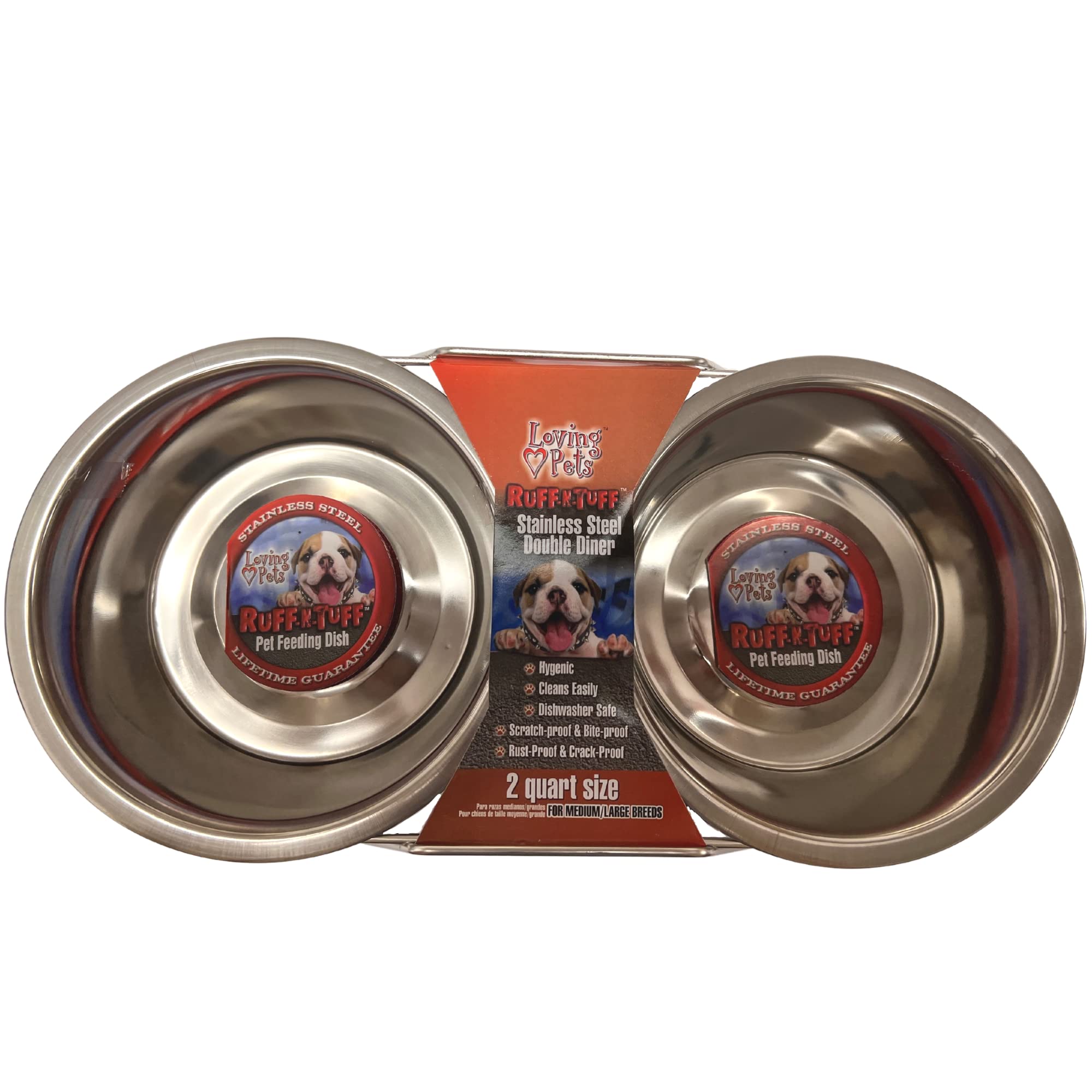 Loving Pets Double Diner Dog Bowl, 2-Quart