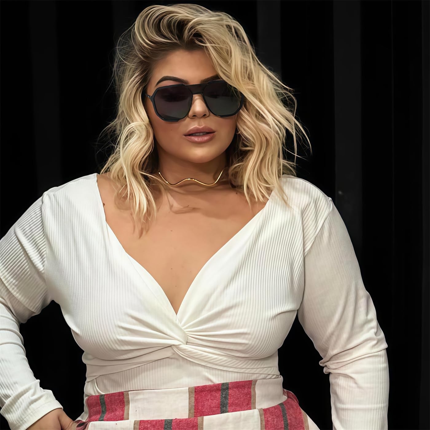 Rmerom Retro Oversized Square Aviator Sunglasses for Women Men, 2026 Fashion Vintage Trendy Large Aviator Sun glasses UV400 - Image 7