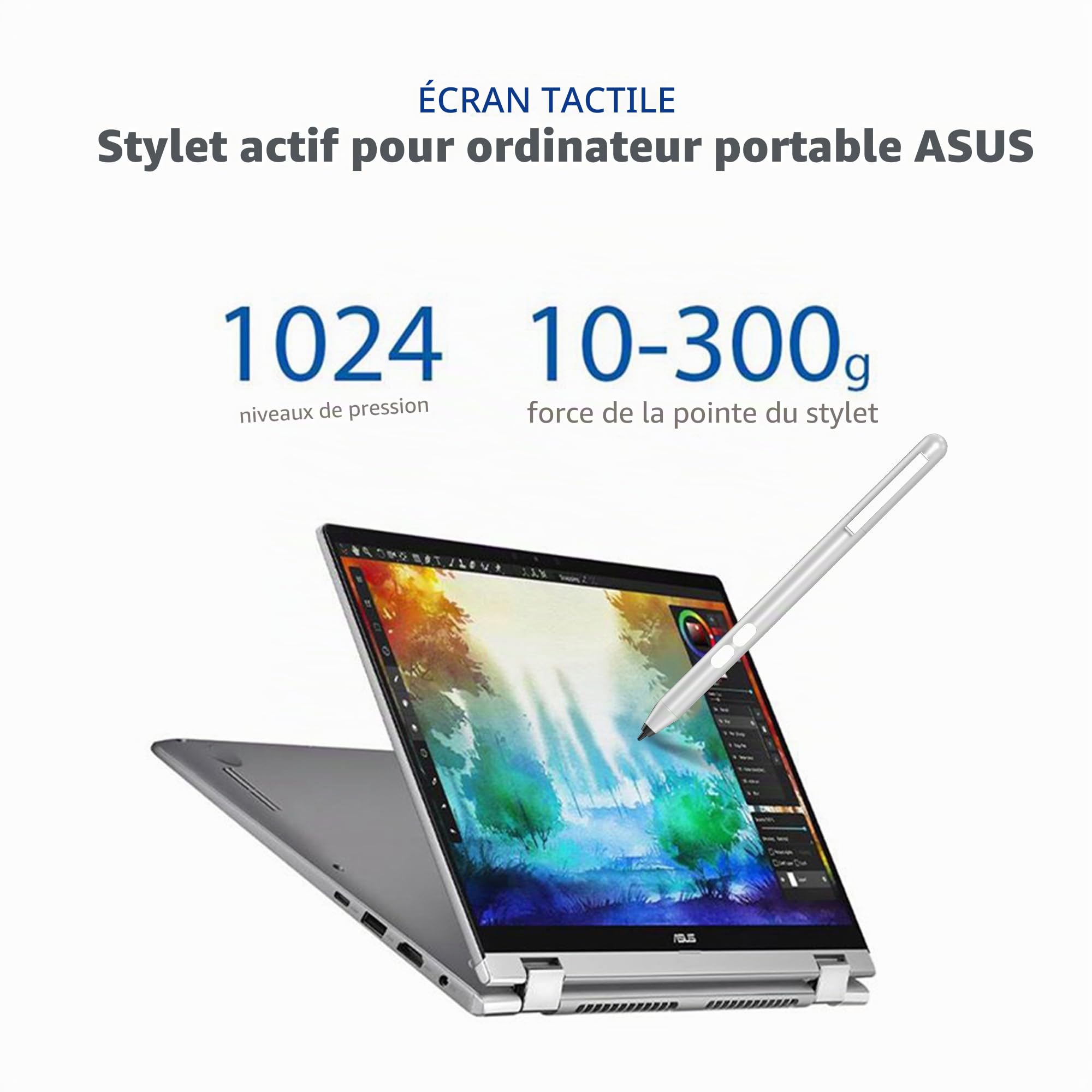 Stylet pour appareils à écran Tactile ASUS, Niveau de Pression 1024 (2500 Heures d'autonomie), Stylet avec ASUS SA203H pour ZenBook et VivoBook Slate