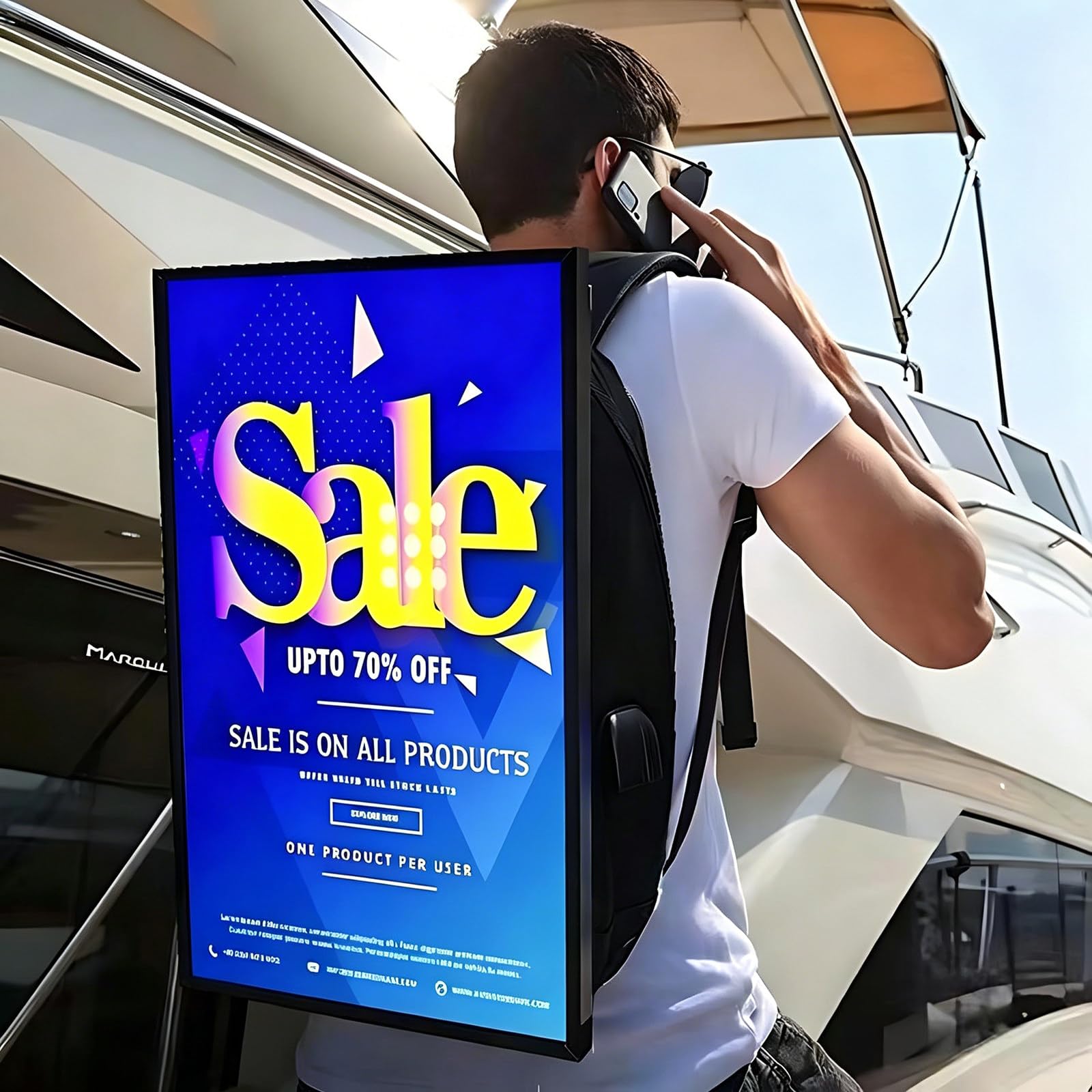 Lunauemaya LCD Advertising Backpack, 21.5-Inch Dynamic Ad Display Screen, Human Walking Digital Billboard, Power Bank Included, for Business Events, Product Displays and In-Store Promotions