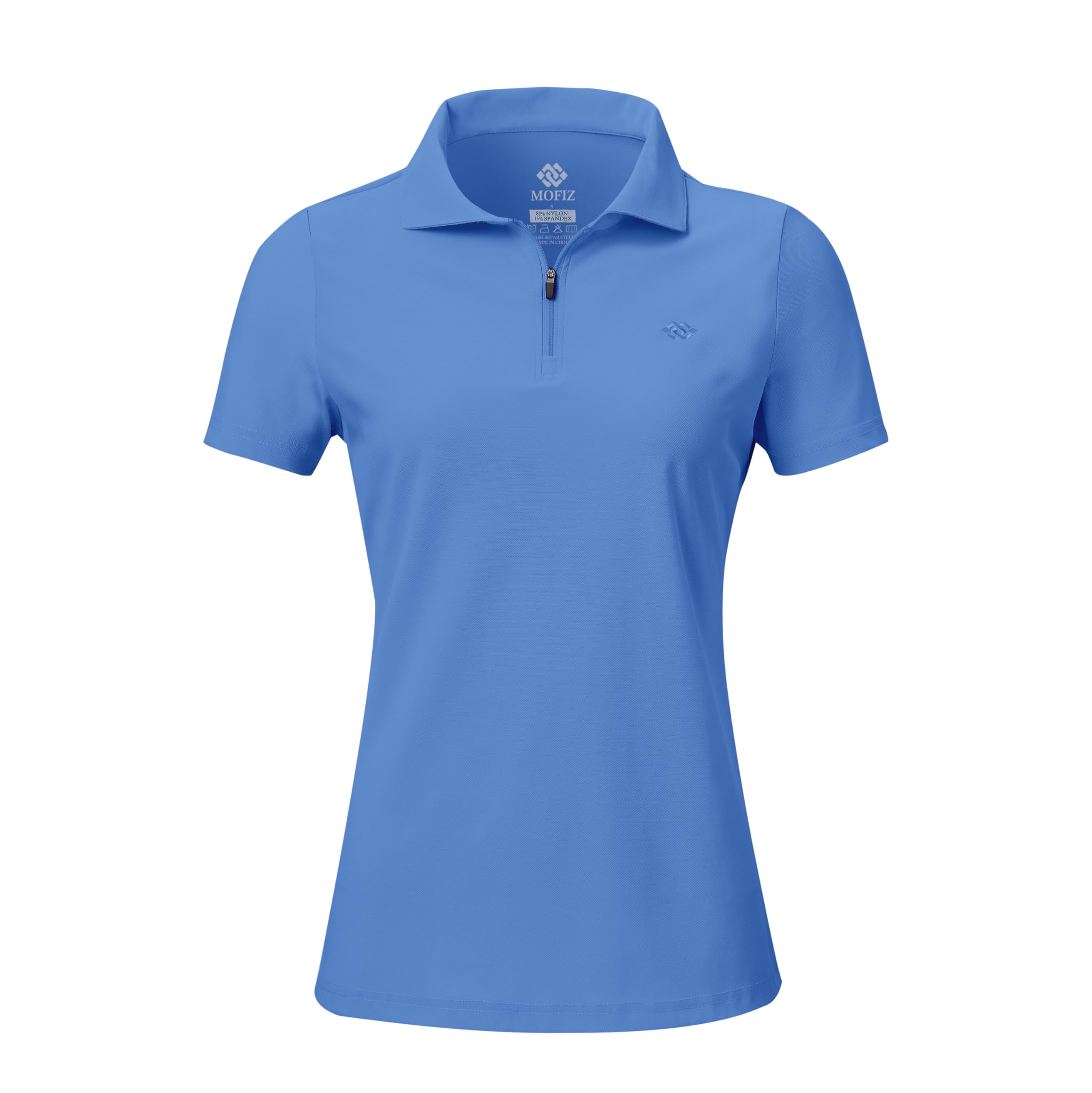 Polo Mujer Manga Corta Verano Camiseta Trabajo Deportivo Transpirable Golf Tops con Cremallera 1/4