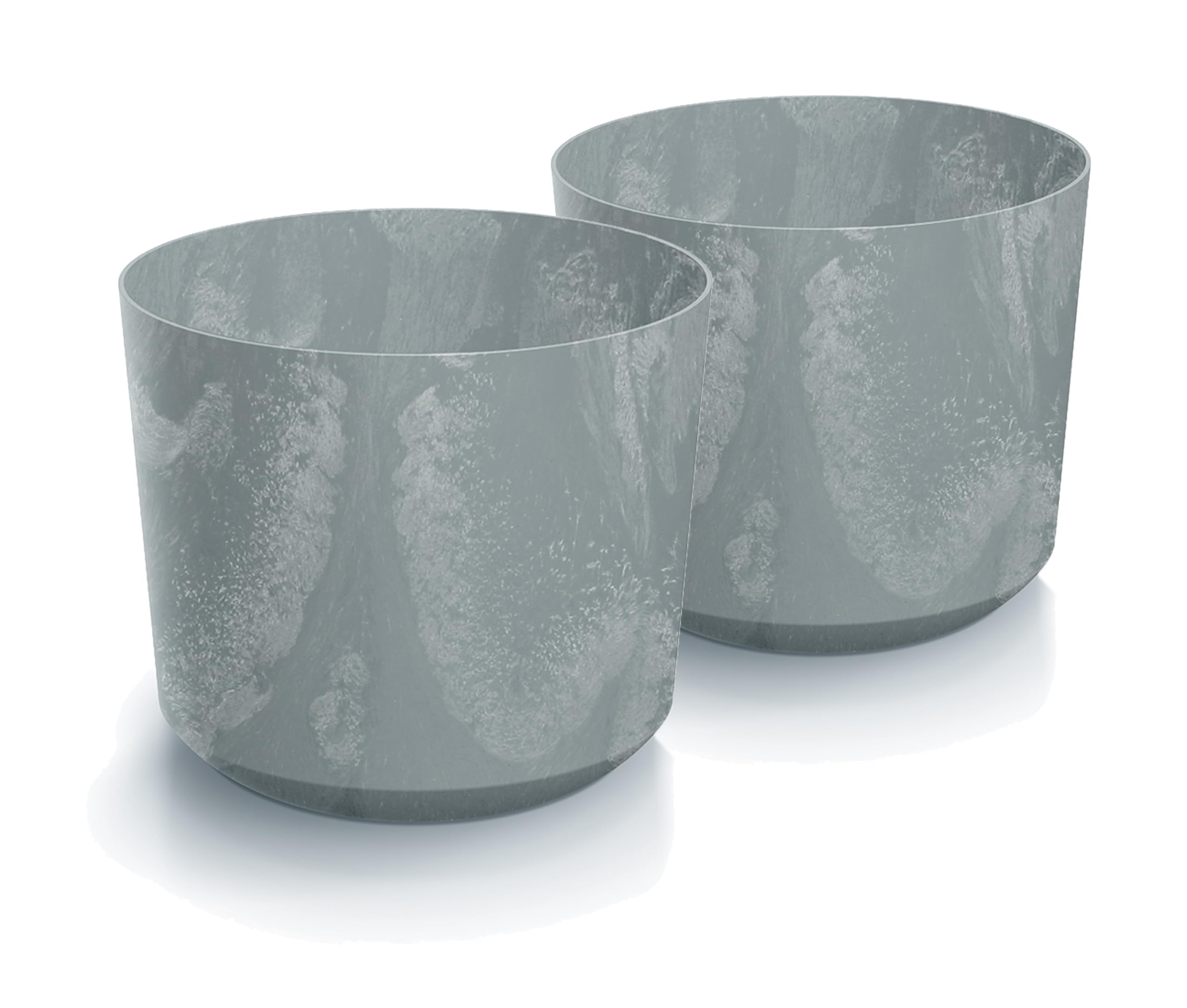Lot De 2 Pots De Fleurs Ronds Tymar - ø 20 Cm - Blanc - Plastique PP - étanche - Sans Trou De Drainage - Usage Intérieur/extérieur