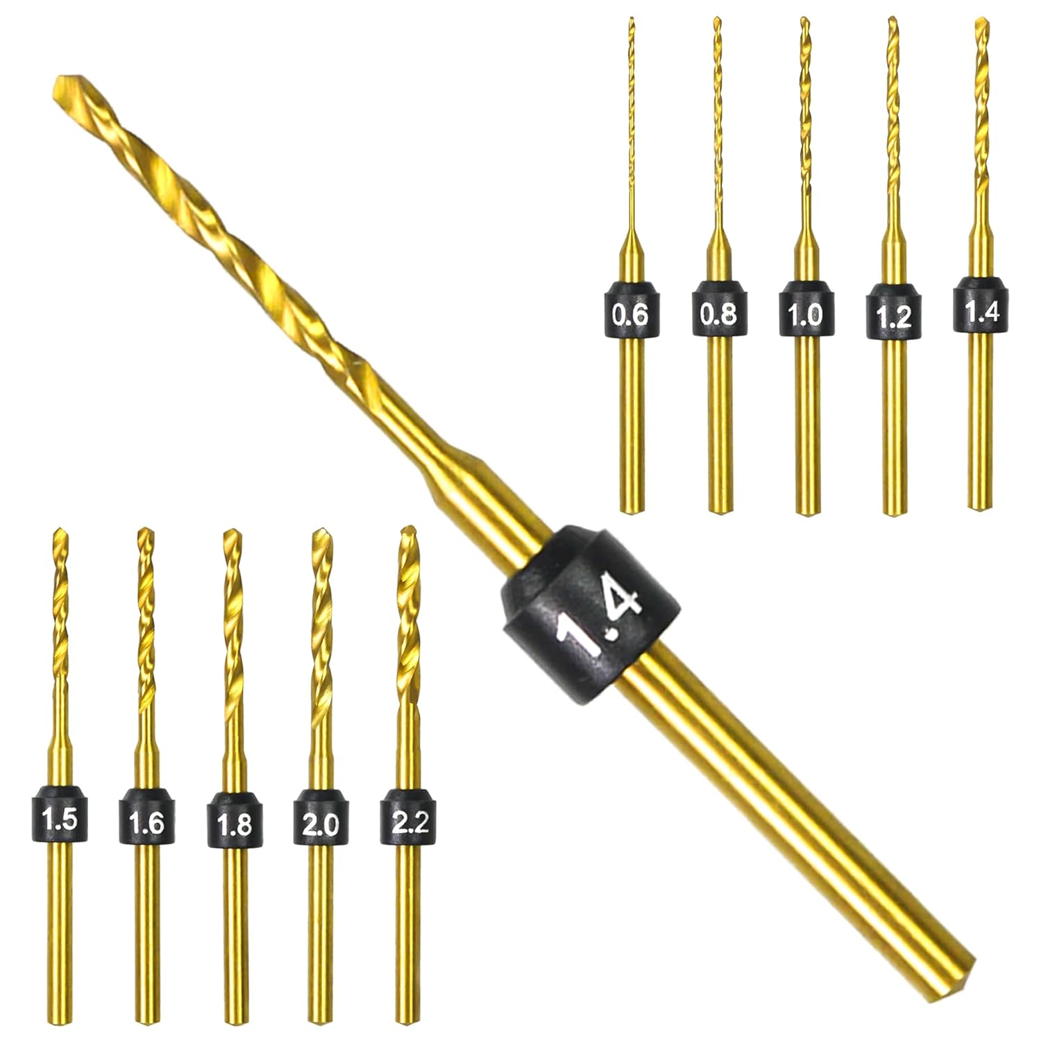 AM ARROWMAX Twist Mini Micro Drill Bits Set, 0.5mm-2.3mm, Size Marked,Titanium Coated, M35 High Speed Steel Jewelry Drill Bits, 3/32-Inch Shank, Hole Drilling Tool for DIY, Wood, Plastic (HSS Set B)