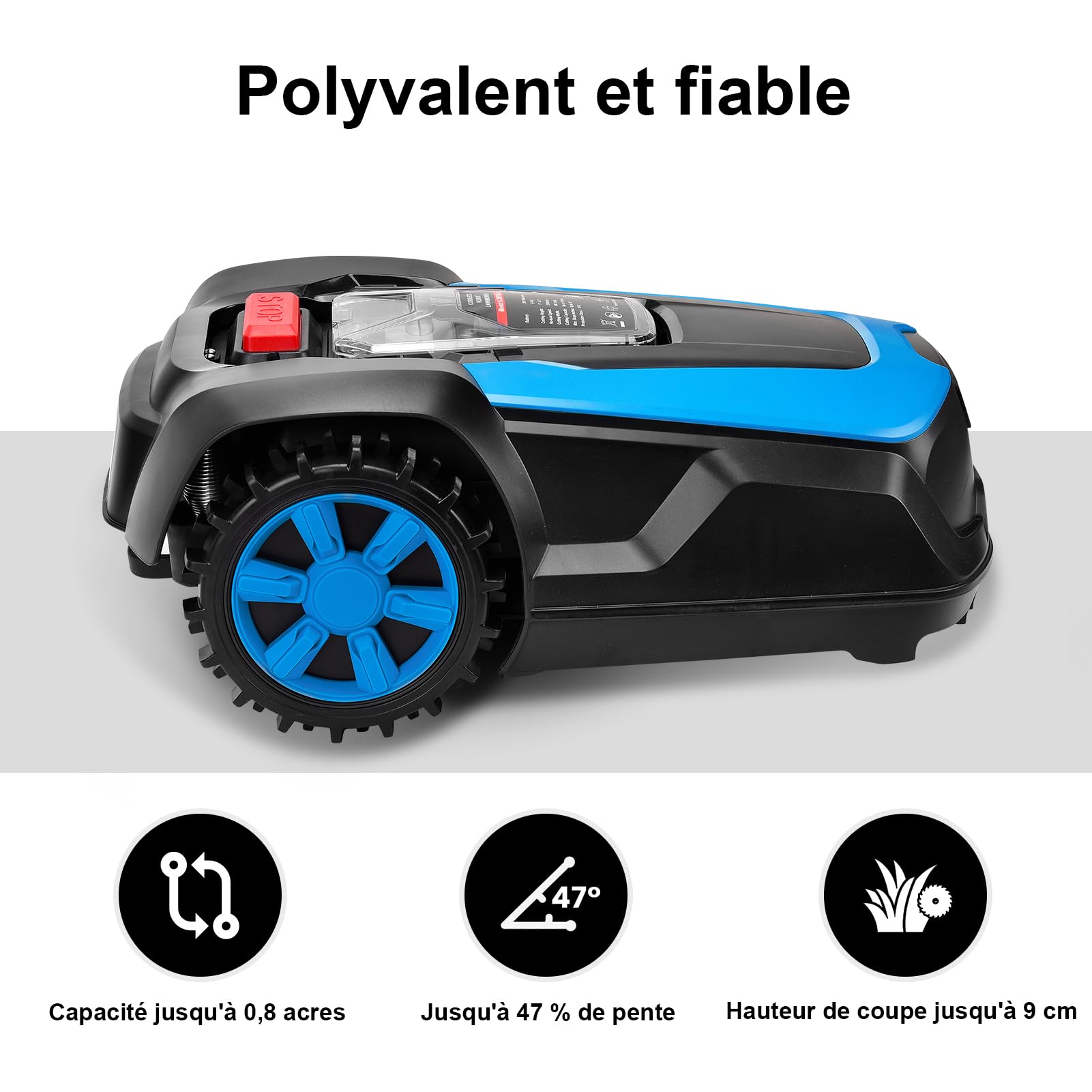 Bonnlo Robot Tondeuse sans Fil Batterie 20V 4.0Ah Recharge Auto — vue 3