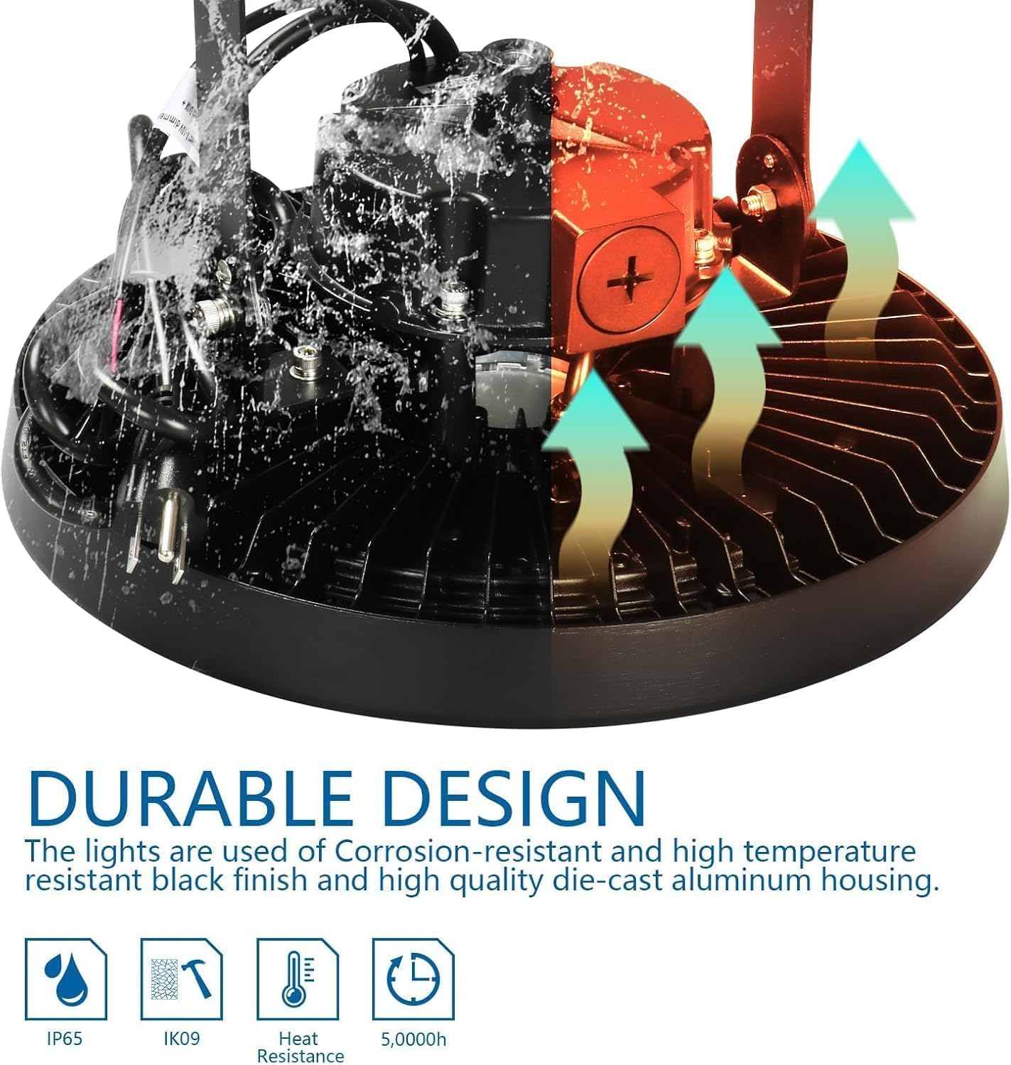 UFO LED Warehouse Light High Bay Dimmable 0-10V with US Plug 4Ft Cable 150W Egv 750W MH HPS — view 7