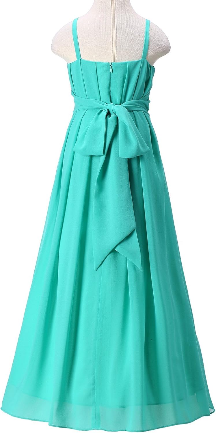 Flower Girls Dresses Junior Bridesmaids Camisole Girls Elegant Ruffle Chiffon Ankle Length