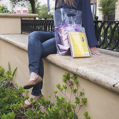 Miniatura 4 de ClearBags - Bolsa con asa de 228 x 228 x 2 cm de polietileno de baja densidad bolsa de mercancía con asas troqueladas resistente a desgarros