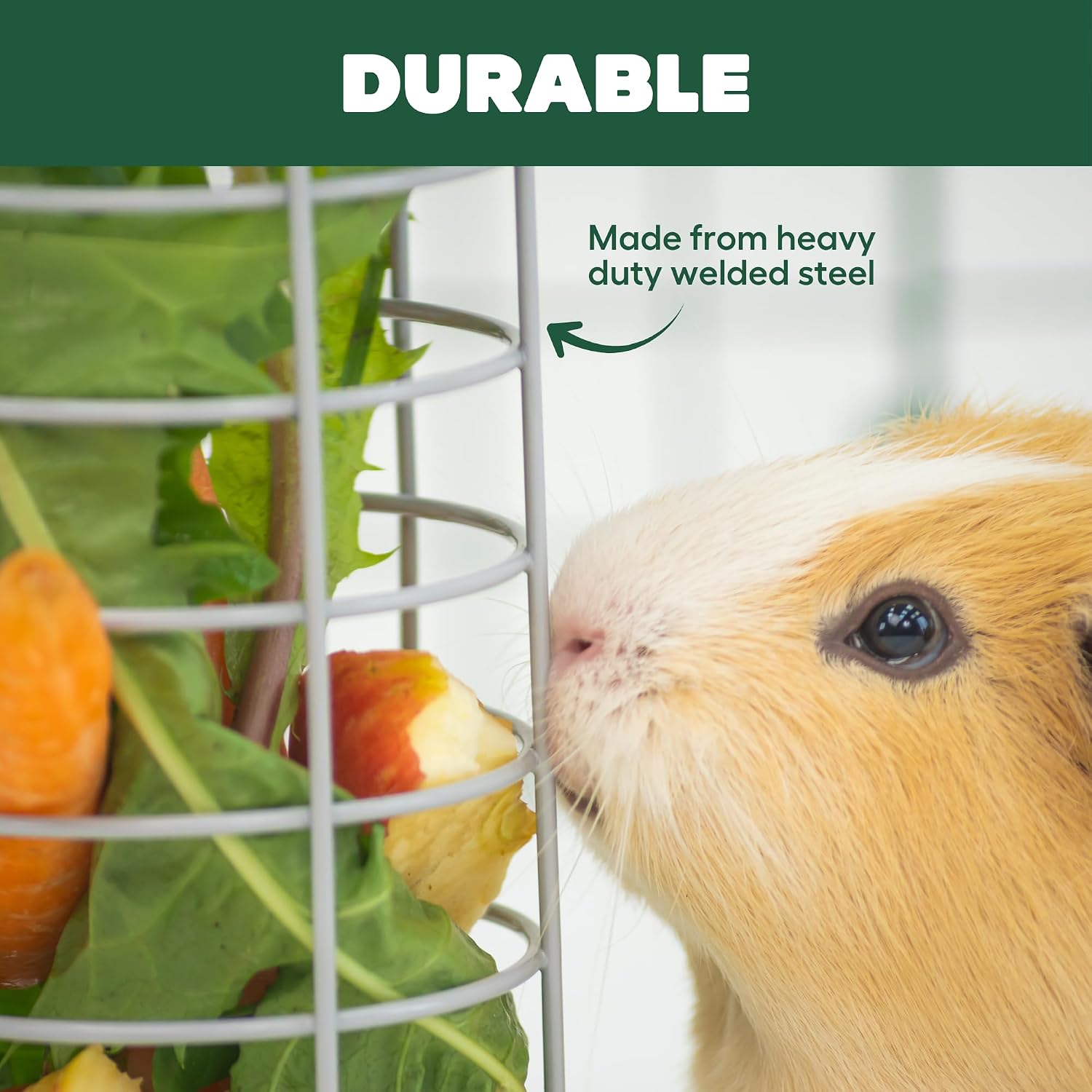 Omlet Caddi Rabbit Treat Holder | Strong and Durable Hay Rack for Small Animals | Interactive Toy | Attaches Easily to Any Rabbit Run | Durable Welded Steel Food Dispenser