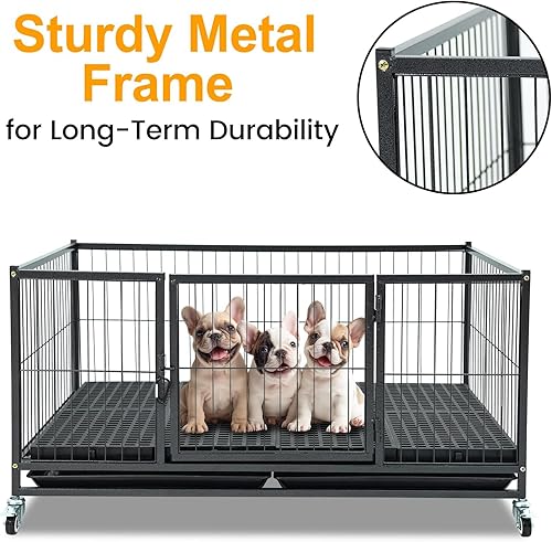 Miniatura 2 de Homey Pet Caja de parto de 43 pulgadas para perros y cachorros, caja de parto para perros más alta y resistente con 4 ruedas, puerta delantera