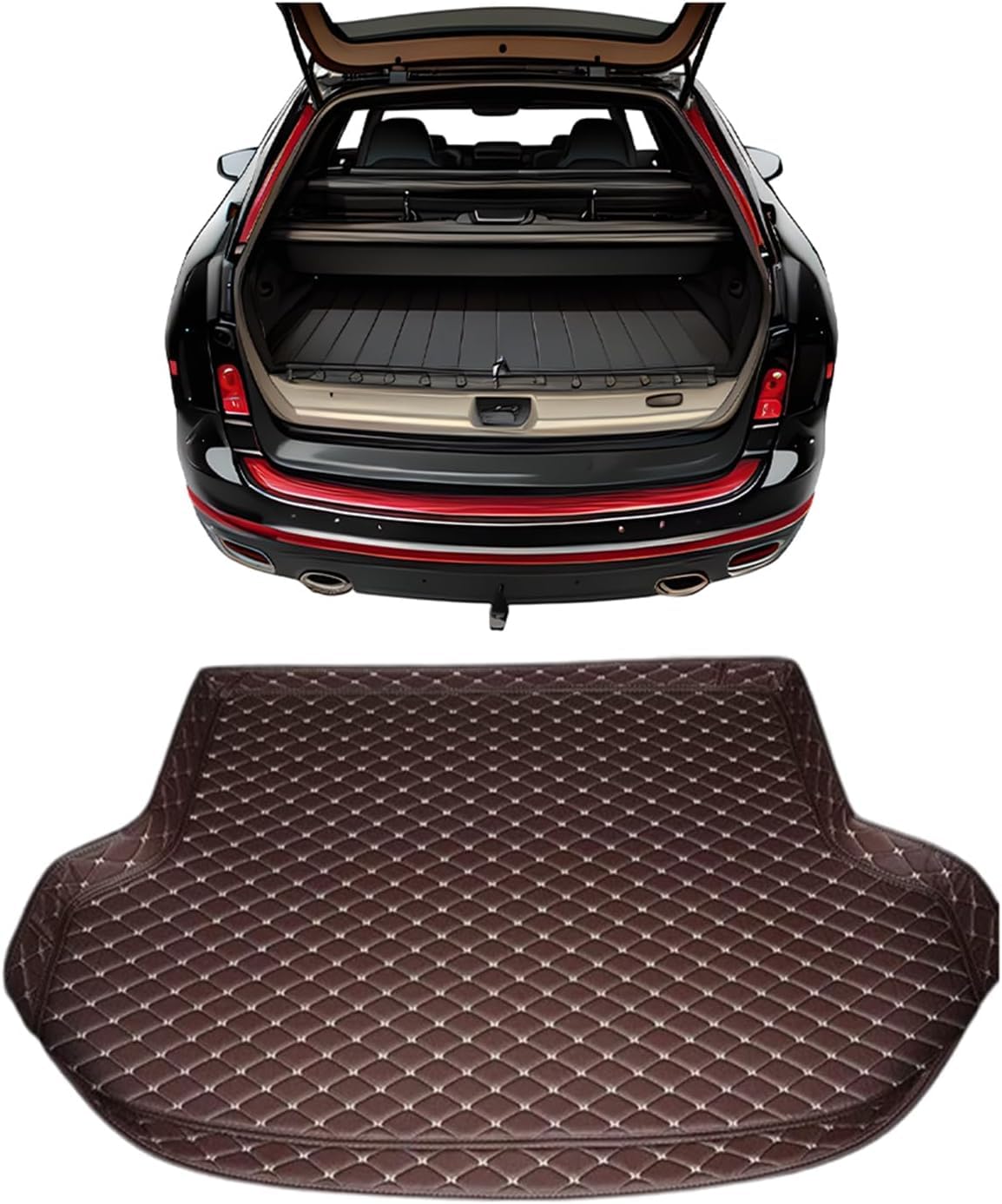Guoleioo Coffee Car Leather Boot Mats For Volvo Ex30 All-Weather Boot Liner, Waterproof, Non-Slip, Cargo Carpet Protective Mat,