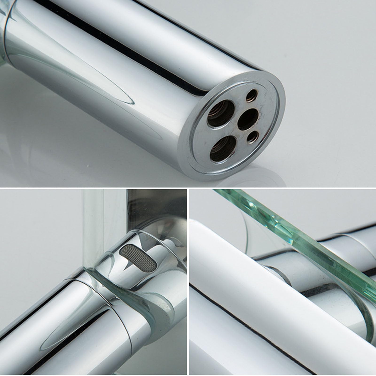 Rubinetto Bagno a Cascata in Vetro Rubinetto Alto per Lavabo Bagno Monoforo Miscelatore Lavabo Vetro Design,cromato,alto