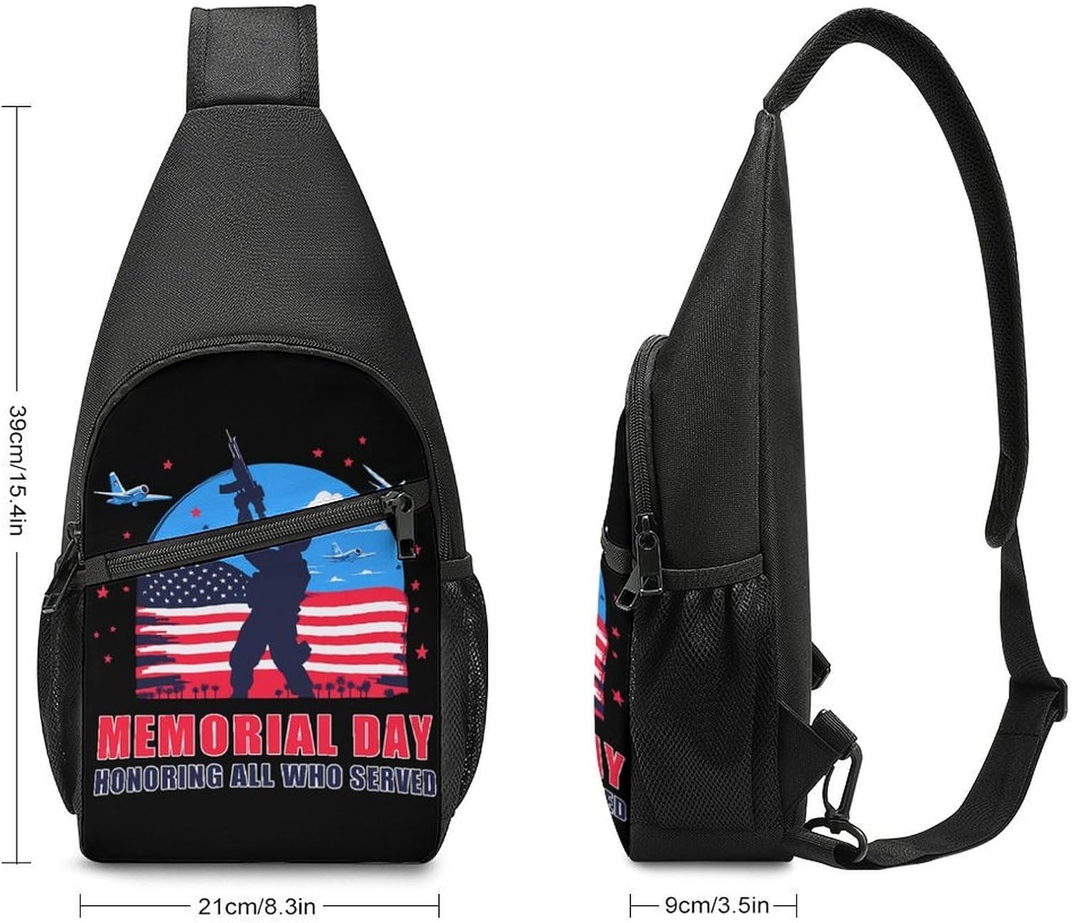 Honoring Soldiers Memorial Day Crossbody Bag Sling Backpack Travel Daypack | unisex,zippered closure,adjustable strap,key ring,comfortable carry