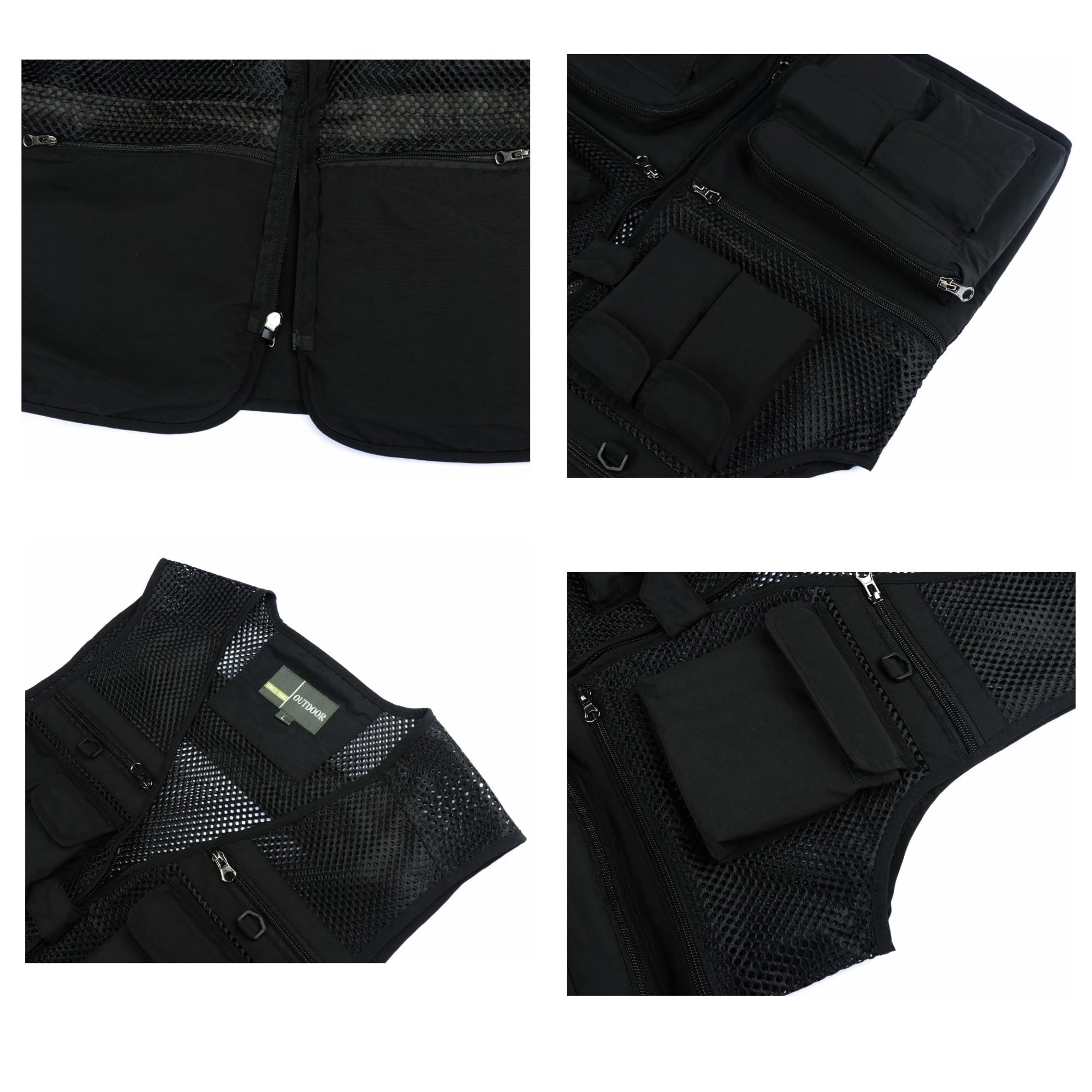 Chaleco de pesca para hombre para exteriores, con cremallera de malla