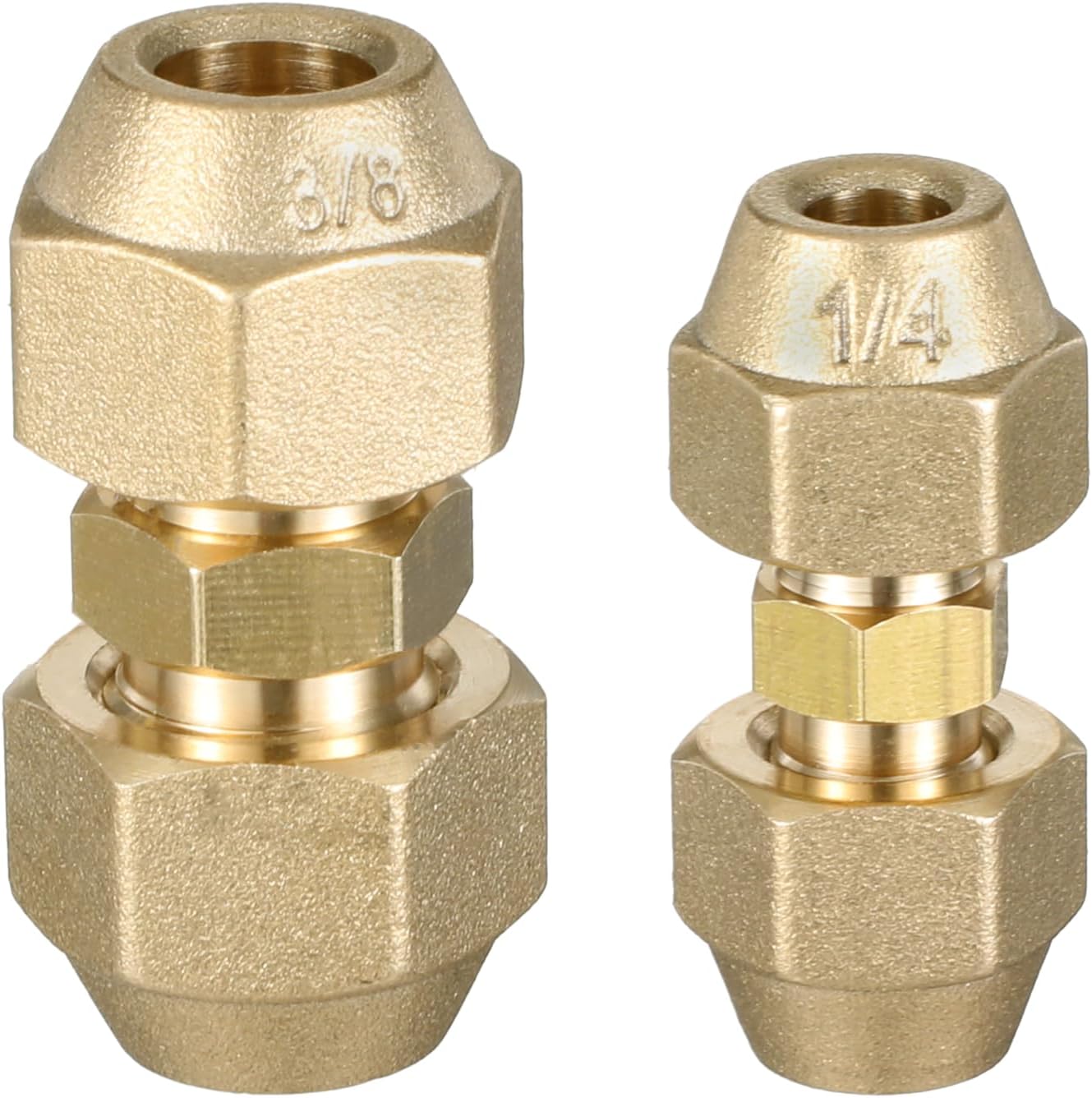 2 Pcs Copper Pipe Extension Joint Connectors, 1/4" and 3/8" HVAC Pipe Coupling Adapters with Flare Nuts Air Conditioning Pipes Connectors Free Welding flare fittings for Butt Copper Tube