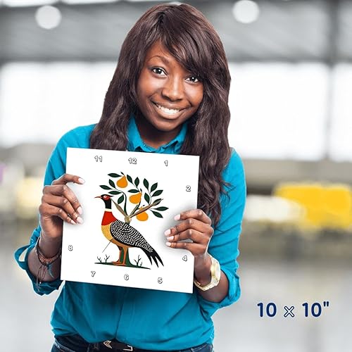 Miniatura 4 de 3dRose, A Pertridge in A Pear Tree - Plantilla recortada estilo retro, reloj de pared de 10 x 10