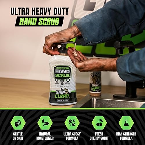 Miniatura 5 de Grip Clean Limpiador de manos ultra resistente para mecánicos, tecnología de infusión de cáscara de nogal y arcilla que elimina grasa, aceite y