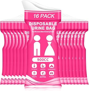 AWOKEN Disposable Urine Bag for Women Men Travel, 900ML Pee Bags for Travel, 12 Pack Emergency Female Urine Bag with Leakproof Seal for Road Trips, Camping, Hiking, Traffic Jams