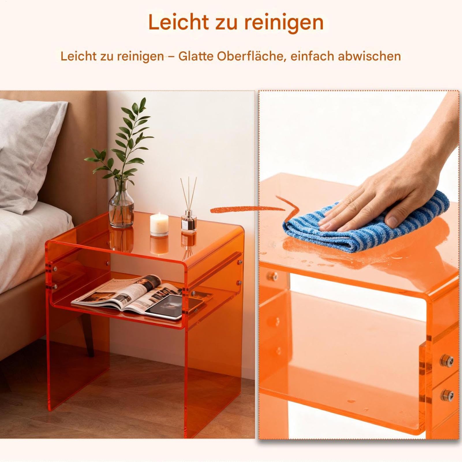 Generisch Beistelltisch Aus Transparentem Acryl, Acryl Beistelltisch, Transparenter Beistelltischs, Nachttisch, Perfekt Für Schlafzimmer, Wohnzimmer Oder Moderne Inneneinrichtungen, 30 X 40 X 50 cm