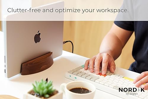 Miniatura 7 de Nordik - Soporte vertical ajustable para laptop, color nogal, soporte para laptop de alta calidad para oficina en casa, ingenieros de software, base
