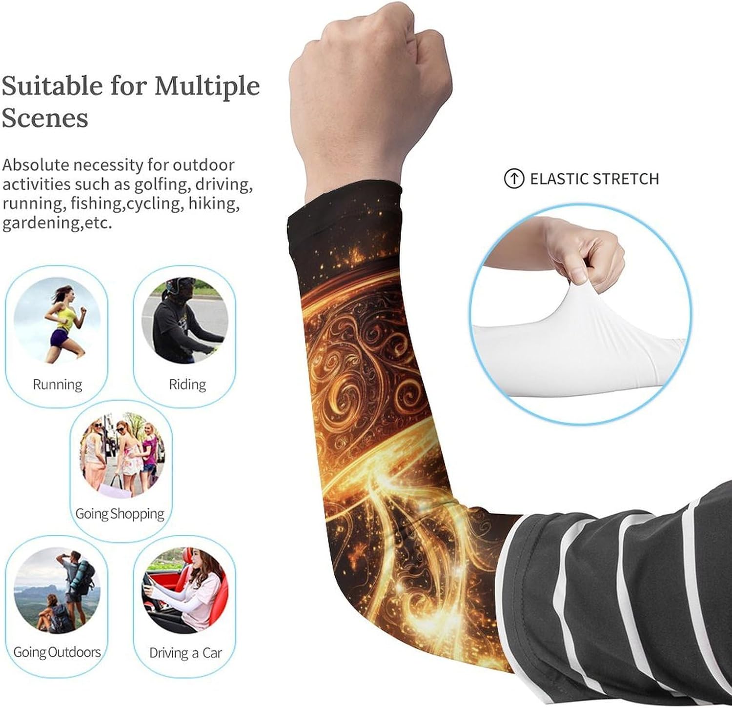 Magices Coffee Arm Sleeves Sun Protection Sleeves Sports Cooling Arm Compression Sleeve for Men Women