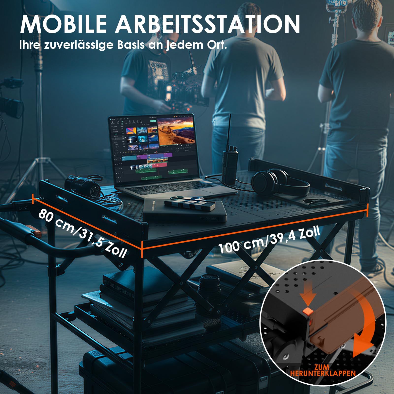 TARION Titanrig Cart Pro Kamerawagen Robuster Filmwagen mit Lufträdern | Film Cart Kamera Wagen Videowagen mit Schwenkrädern & hoher Tragkraft für Studio Bühne Filmemacher Profi Fotografen