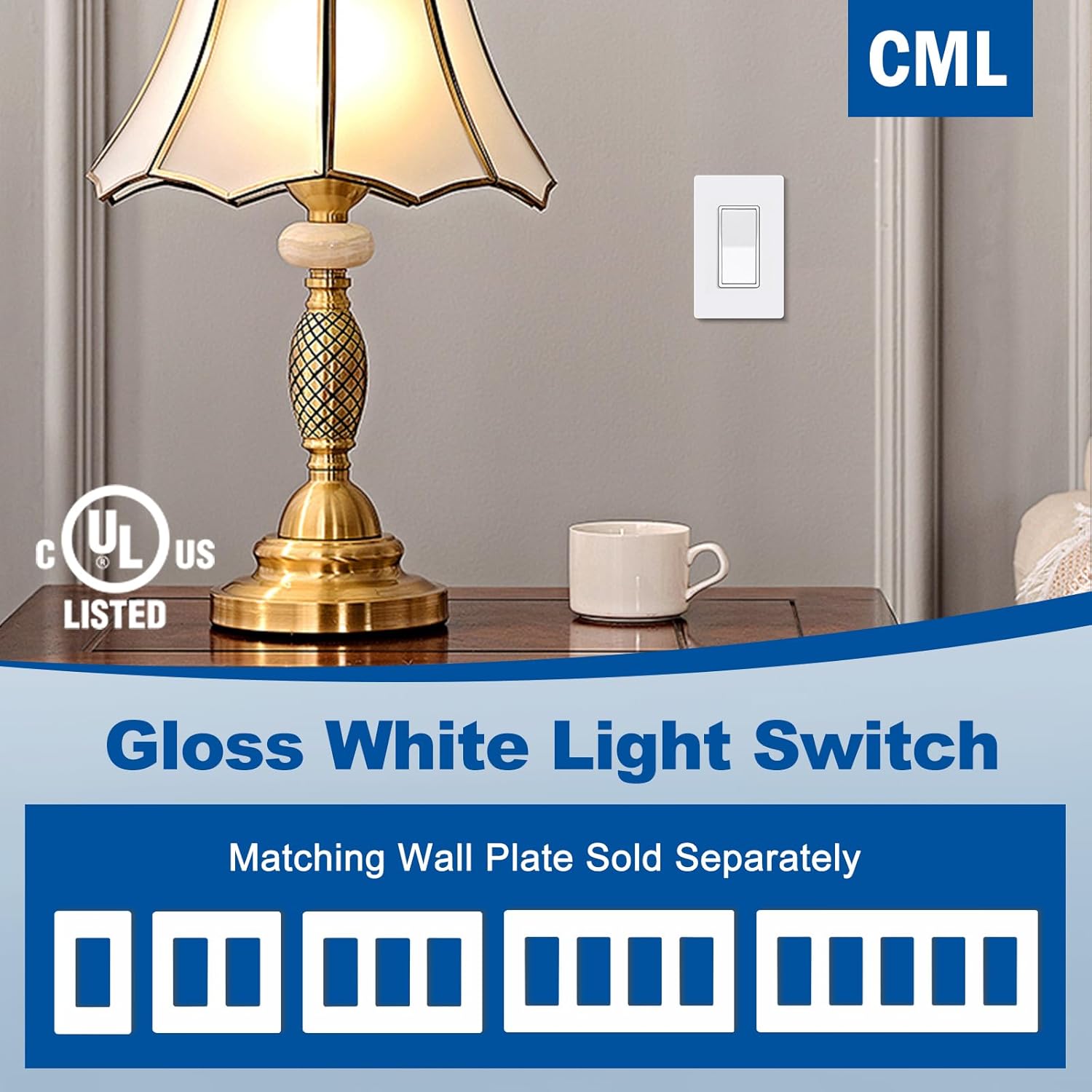 (50 Pack) CML Decorator Wall Light Switch, Single Pole Switch, 15A 120/277V, 3-Year Warranty, White
