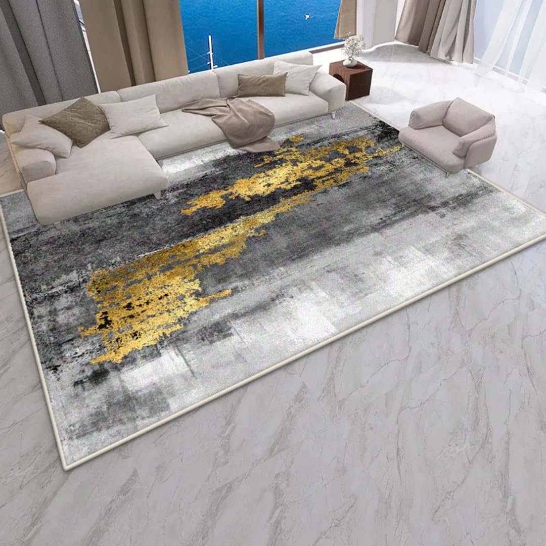Tapis abstrait facile à nettoyer grand tapis de salon 180x200 cm non pelucheux