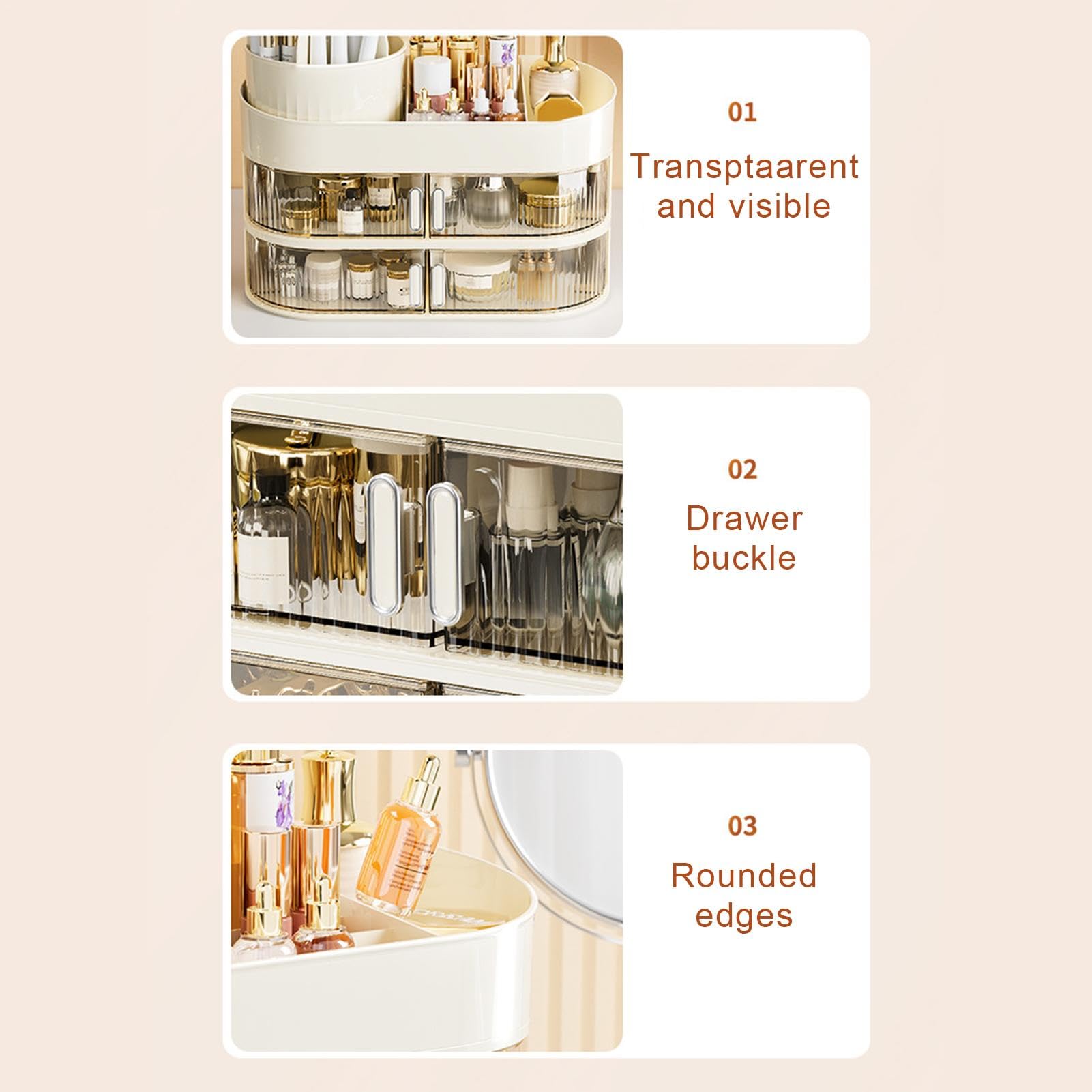 Vitrine cosmétique transparente pour comptoir de maquillage – Baril rotatif multifonction pour l'organisation de la maison pour pinces à cheveux, mascara | rotatif multifonction pour l'organisation de la maison pour pinces à cheveux, mascara