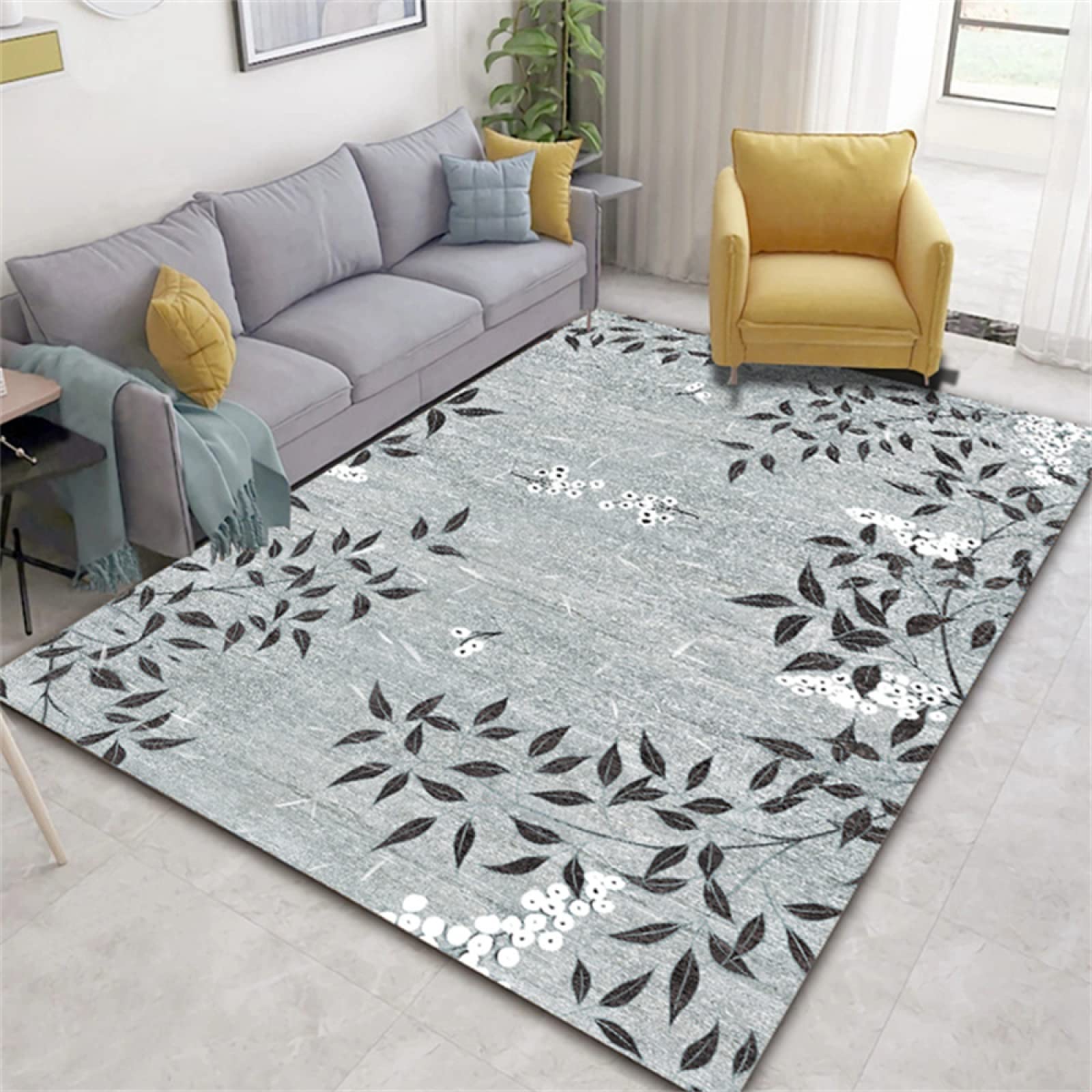 Accessoires de chambre a coucher modernes : tapis bleu rectangulaire