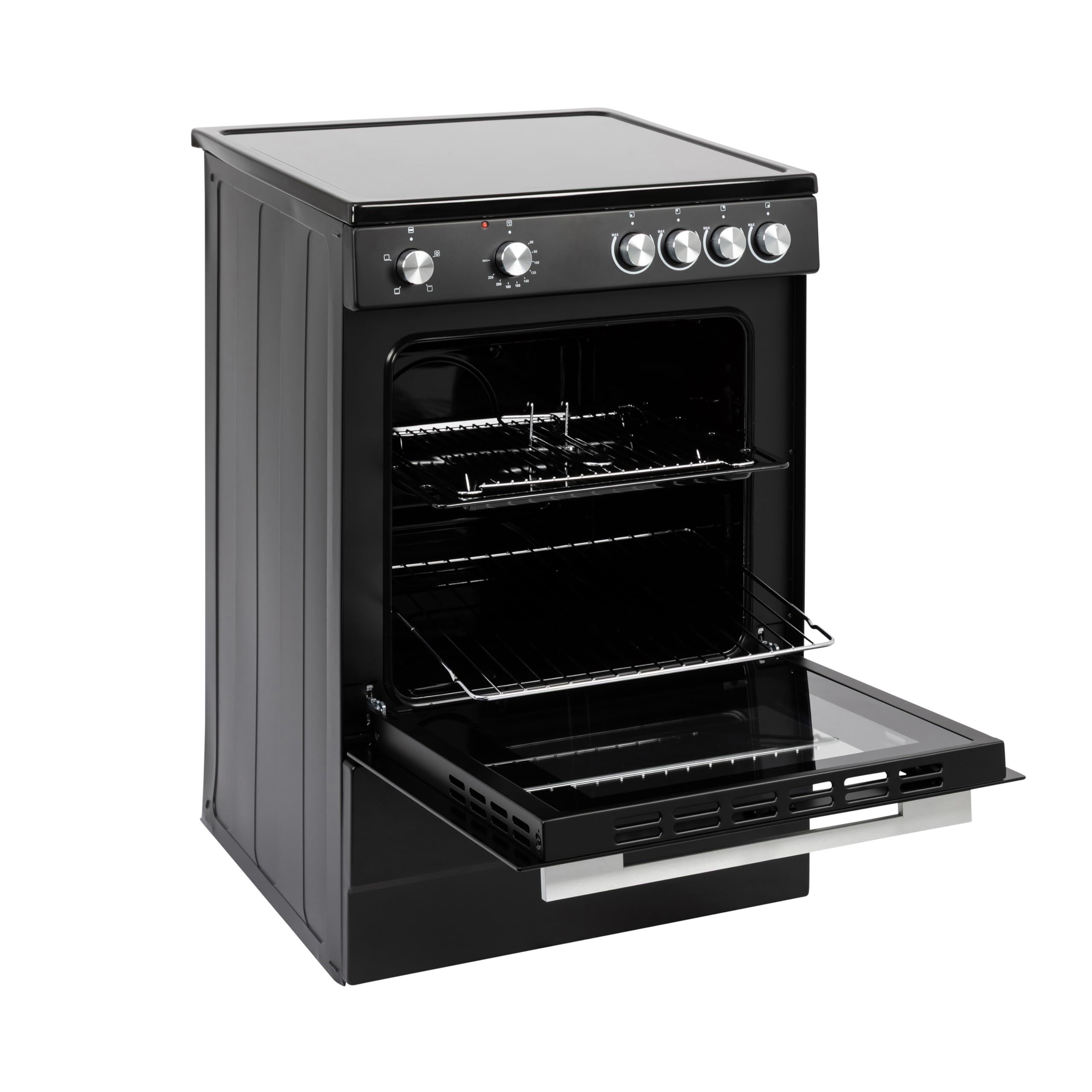 Willow W60CCBLK 68L Freestanding Electric Single Cavity Cooker with 4 Ceramic Hobs, Oven Light, Control Knobs, Easy Clean - Black — view 5